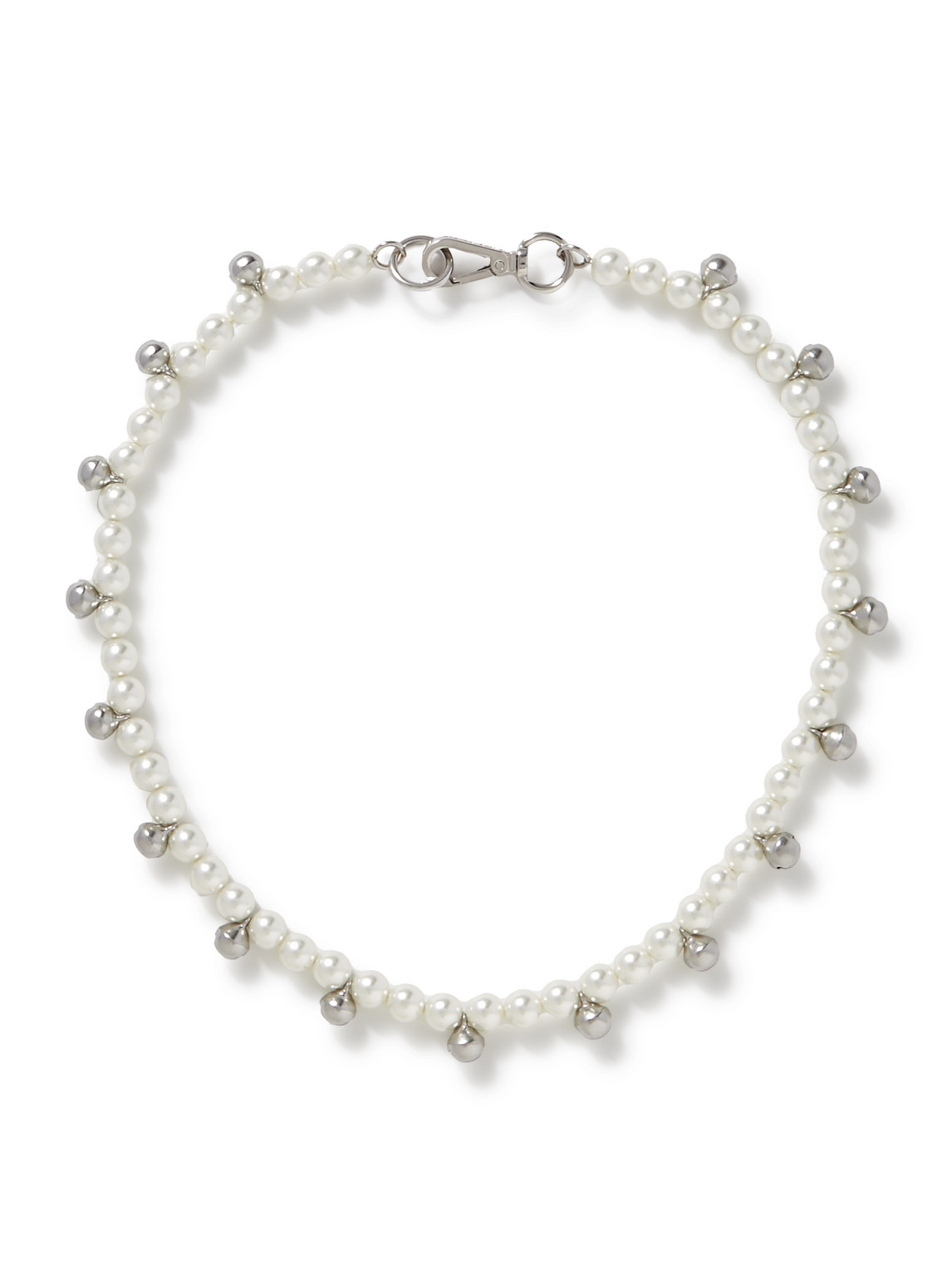Bell Silver-Tone and Faux Pearl Necklace