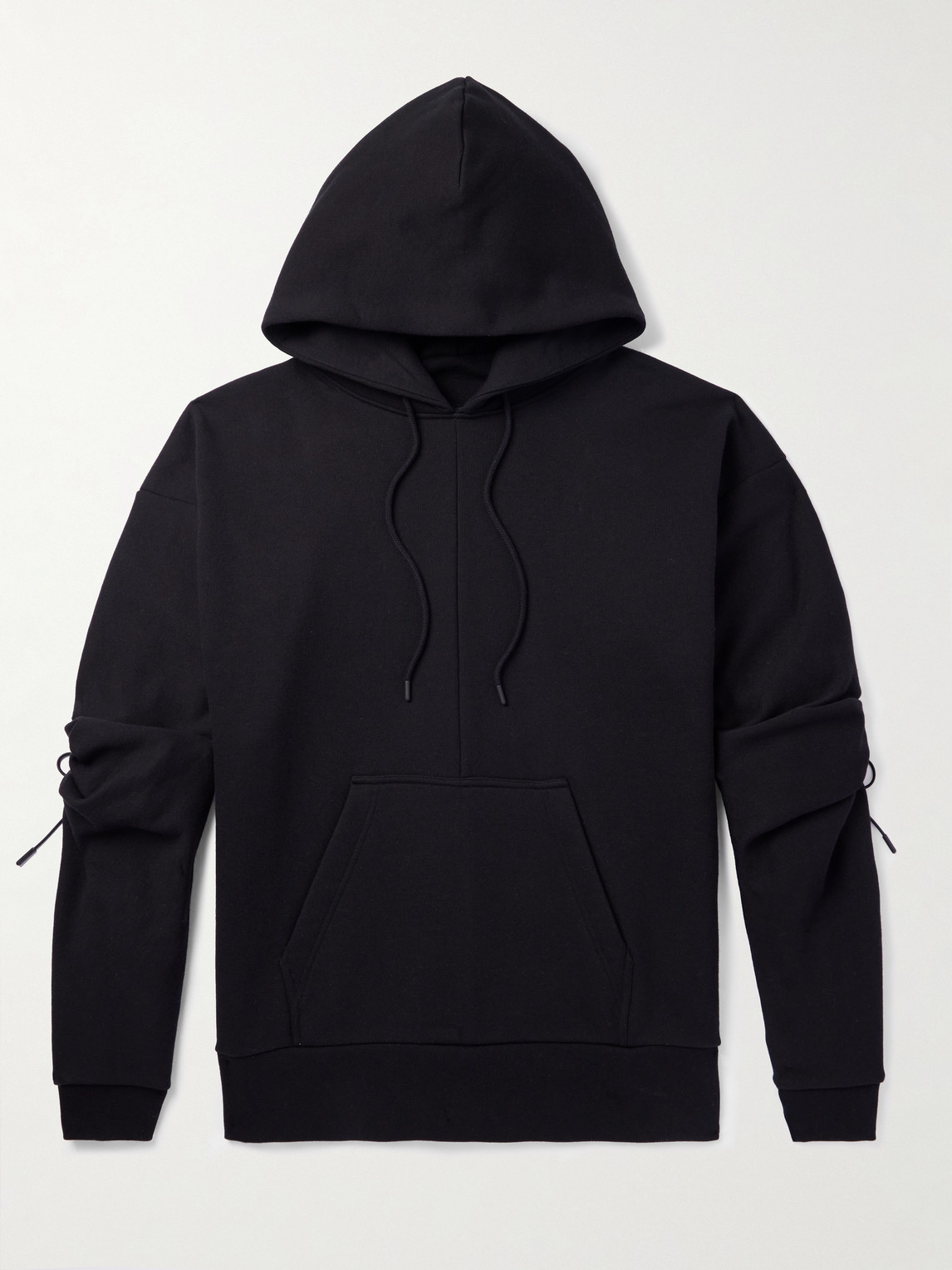 Simone Rocha Ruched Cutout Cotton-blend Jersey Hoodie In Black