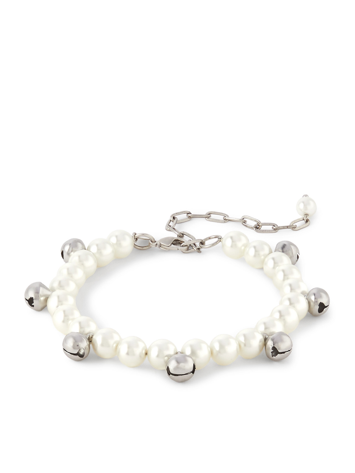 Bell Silver-Tone and Faux Pearl Bracelet