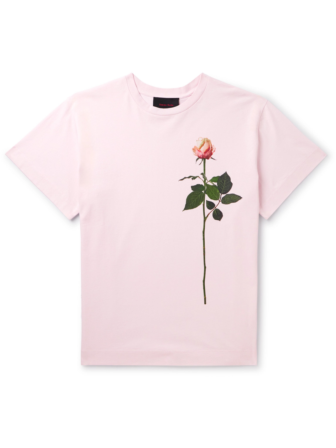 Shop Simone Rocha Printed Cotton-jersey T-shirt In Pink