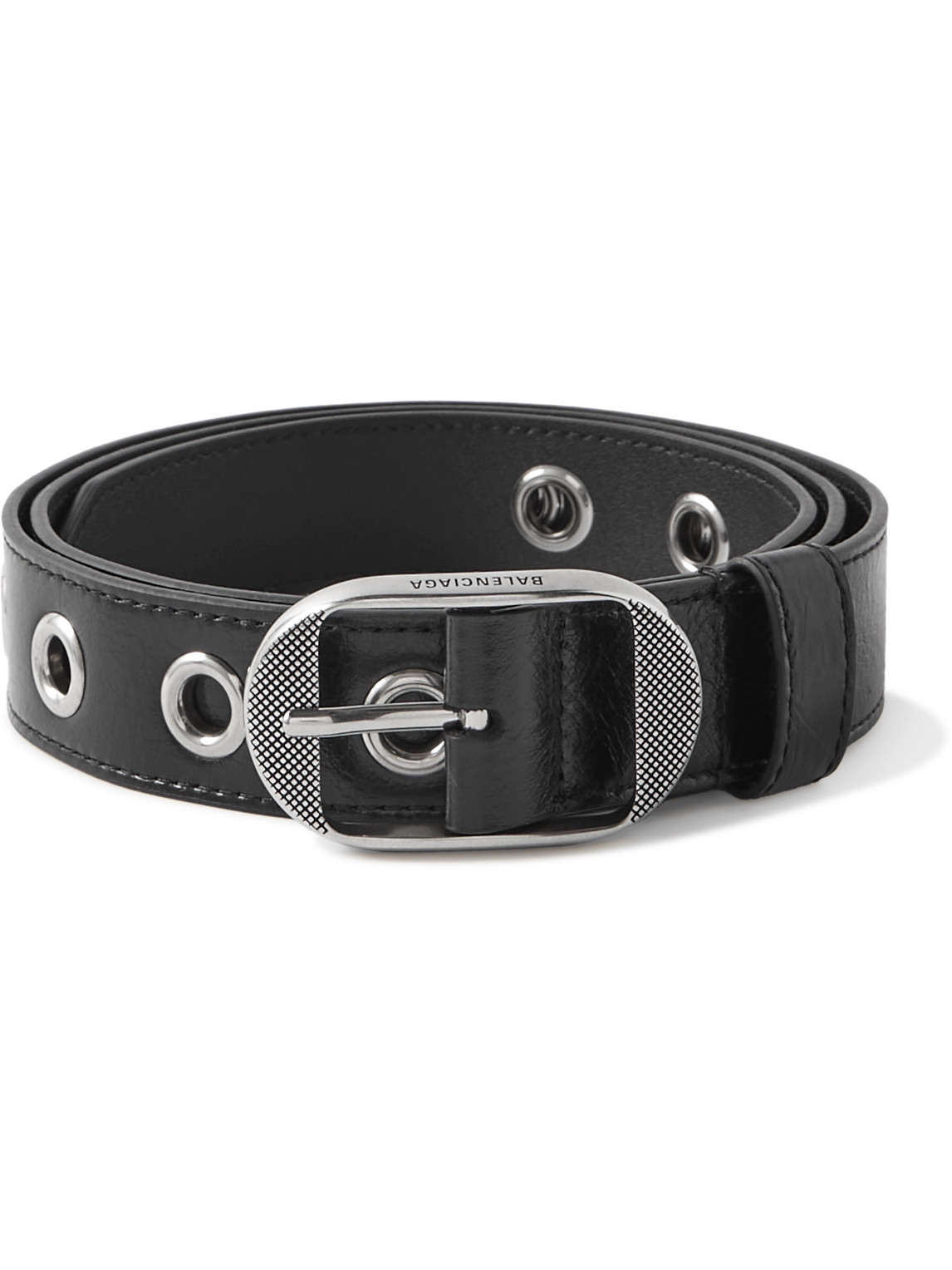 Shop Balenciaga 3cm Le Cagole Eyelet-embellished Leather Belt In Black