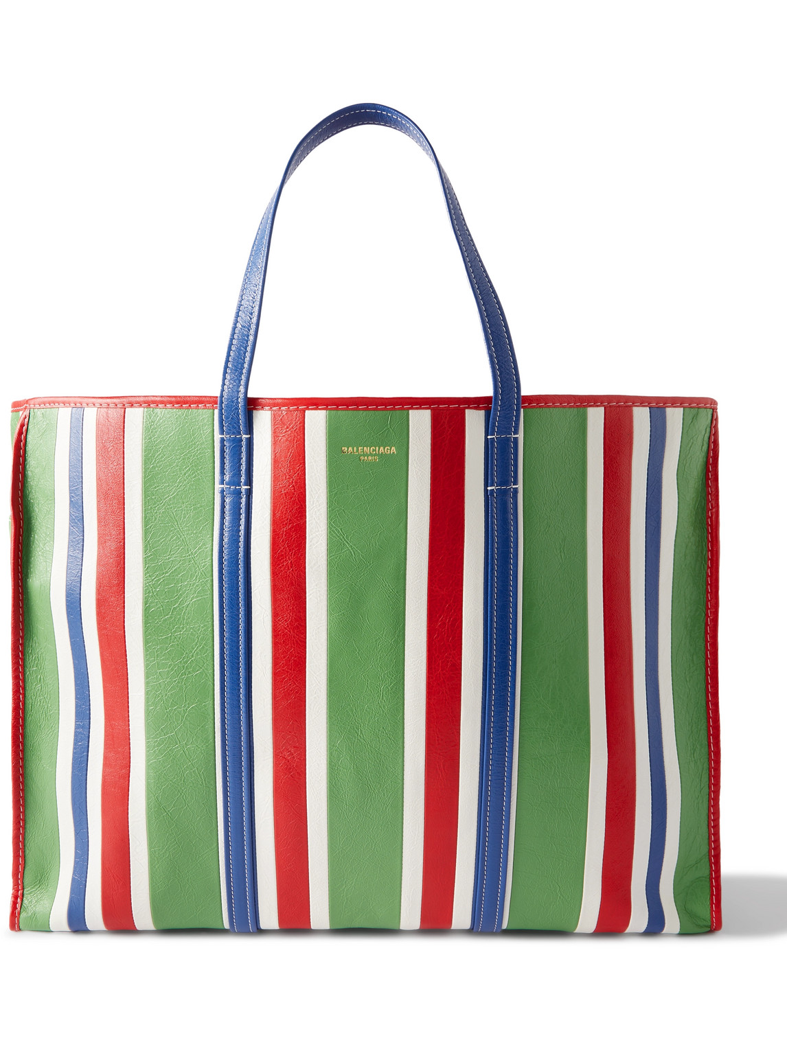 Chatelet Logo-Print Striped Leather Tote Bag