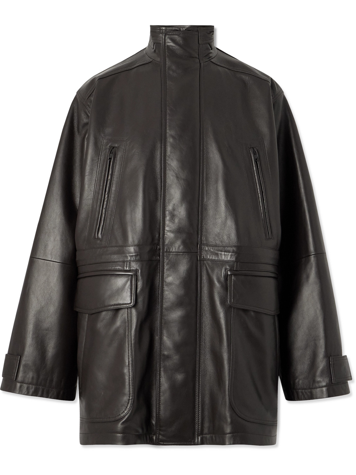 Balenciaga Oversized Padded Leather Jacket In Brown