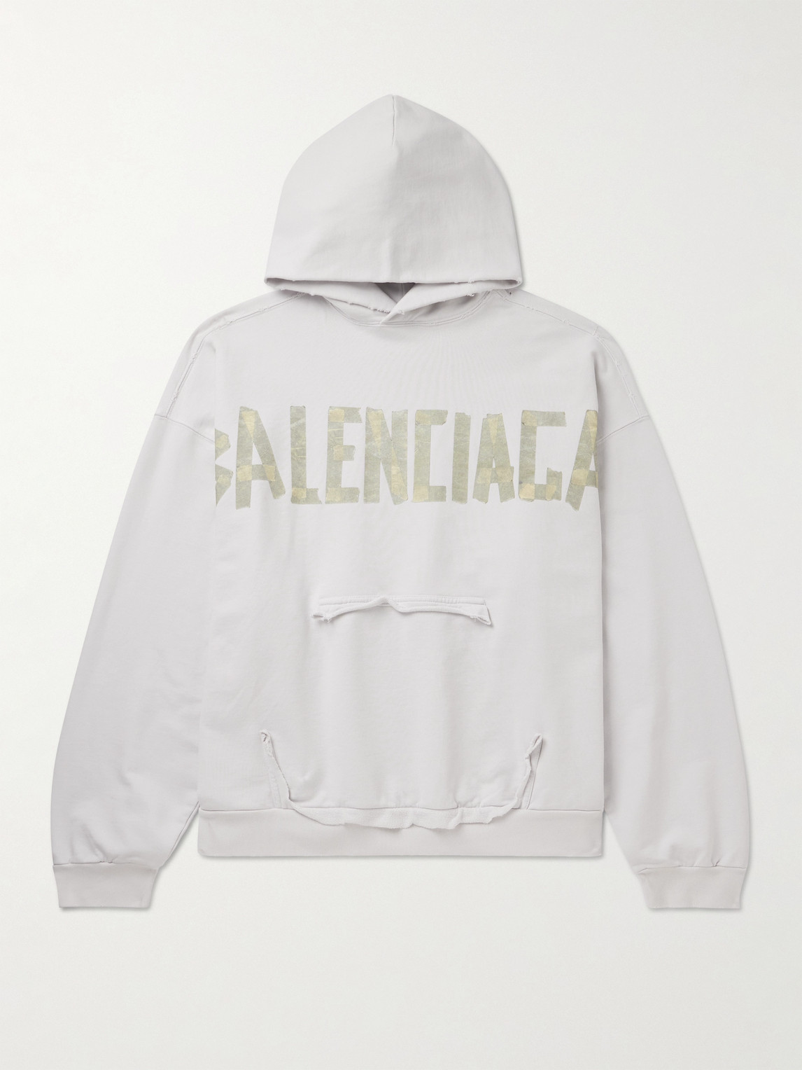 Balenciaga Oversized Distressed Logo-Print Cotton-Jersey Hoodie - Men