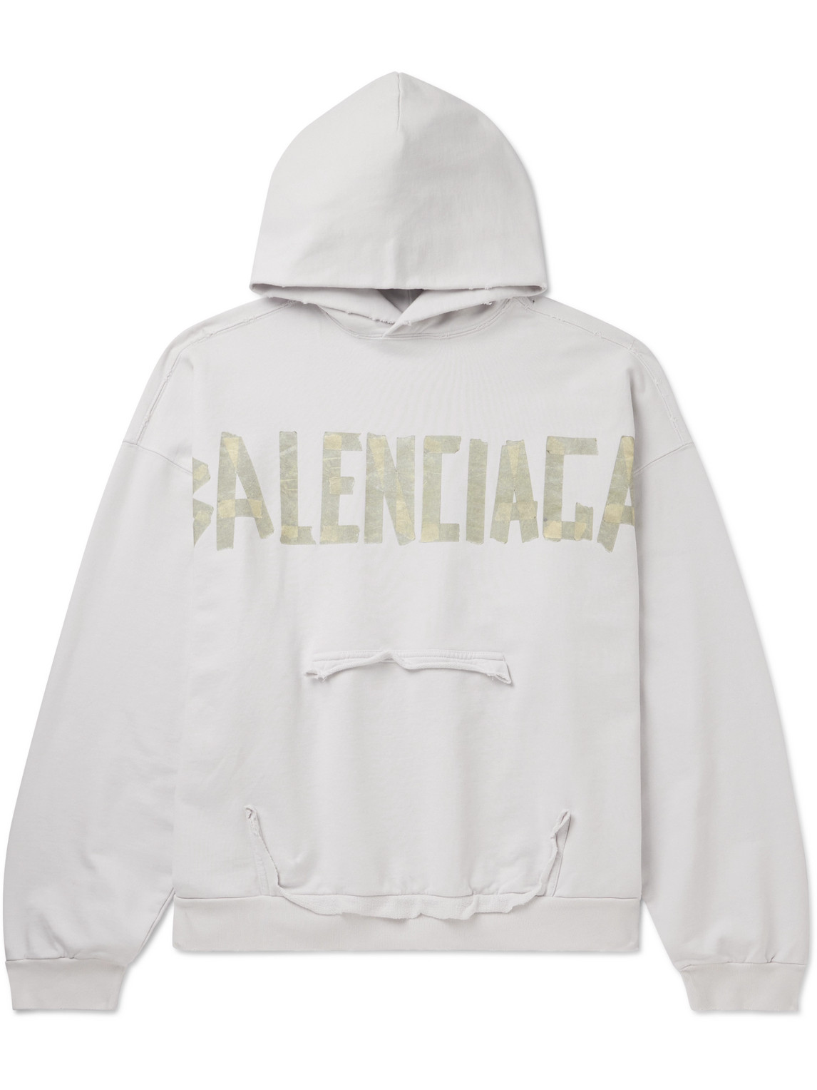 Balenciaga Men's Tape Type Cotton Hoodie In White