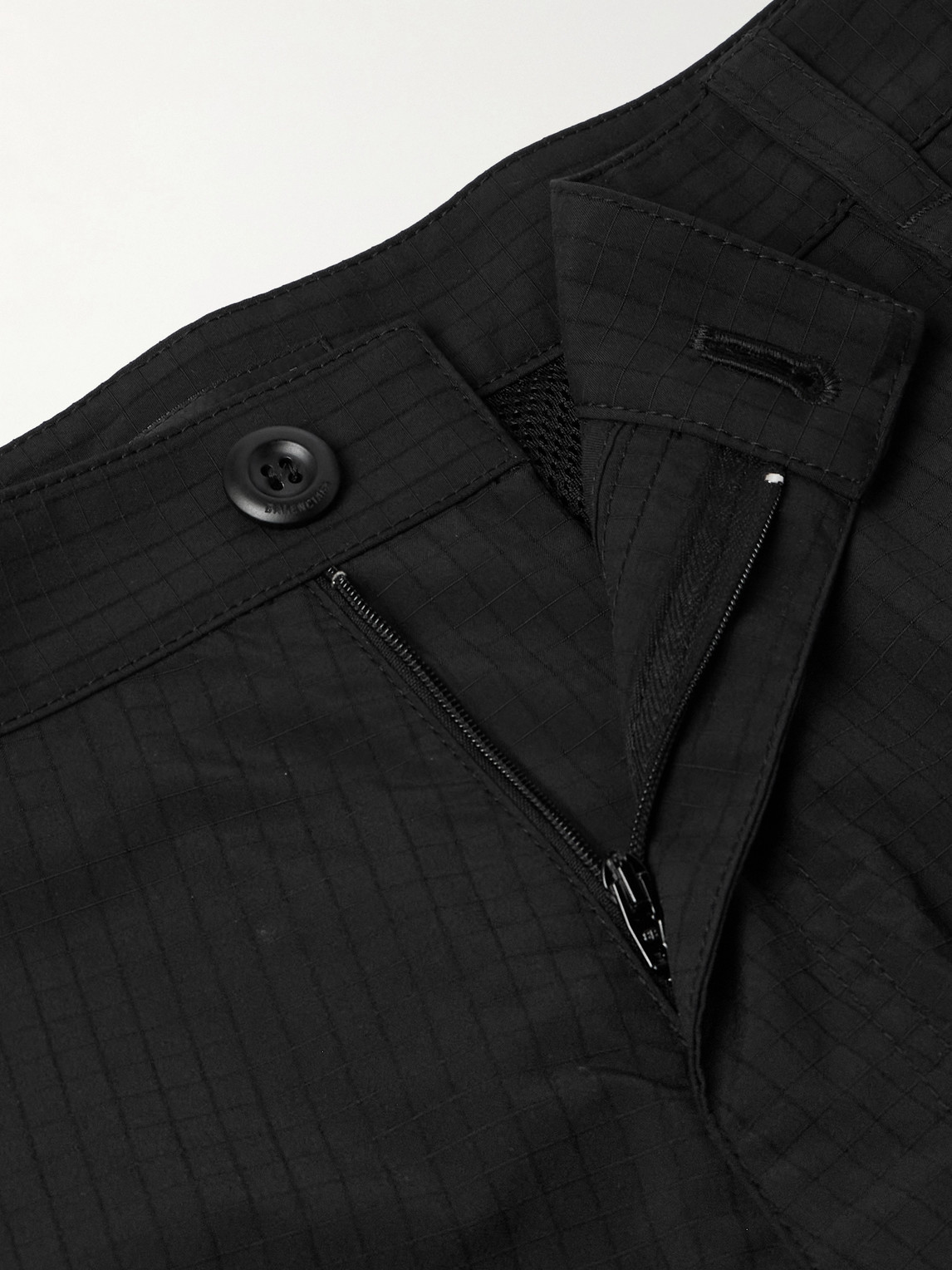 Shop Balenciaga Wide-leg Logo-embroidered Ripstop Cargo Trousers In Black