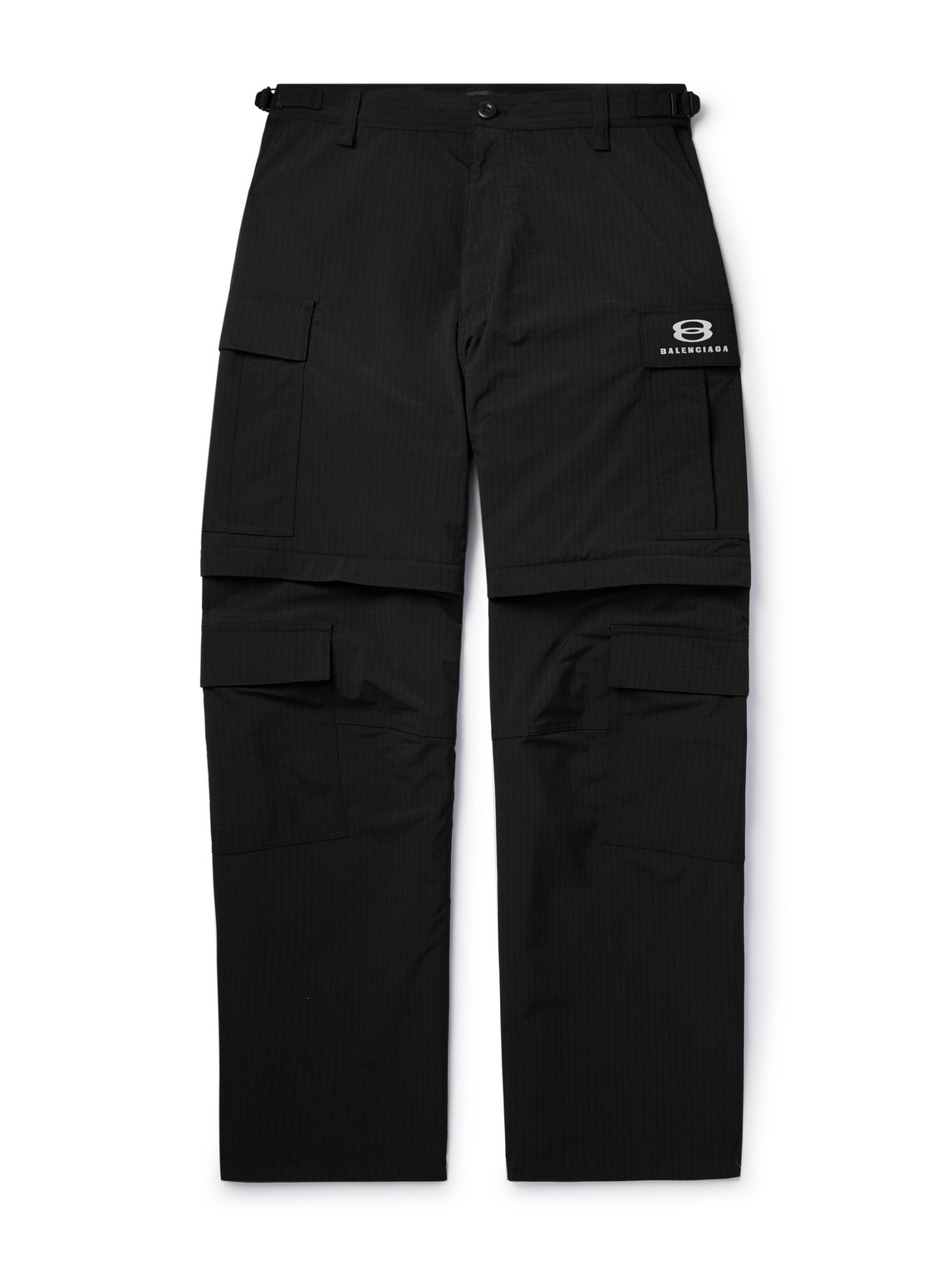 Wide-Leg Logo-Embroidered Ripstop Cargo Trousers