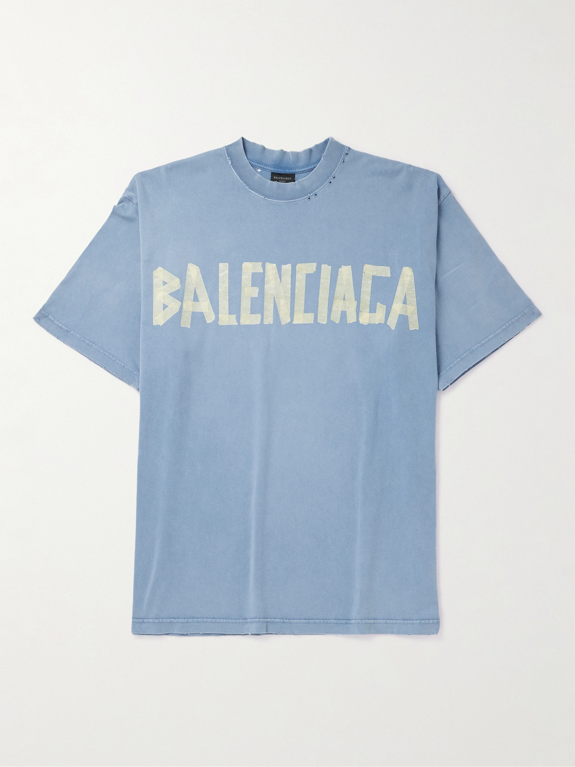 Balenciaga Oversized Distressed Logo-Print Cotton-Jersey T-Shirten