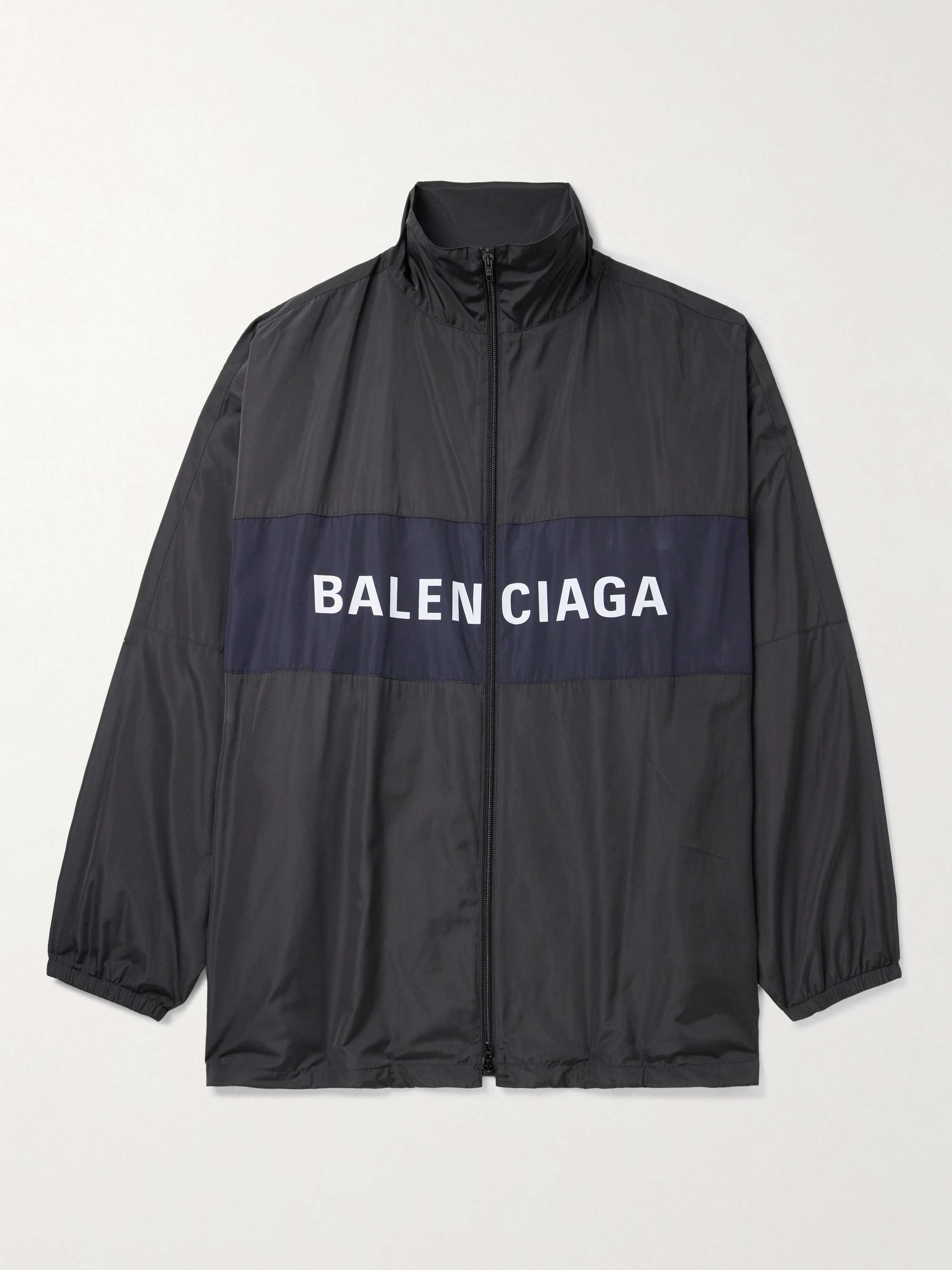 BALENCIAGA Oversized Logo-Print Colour-Block Shell Jacket for Men | MR ...