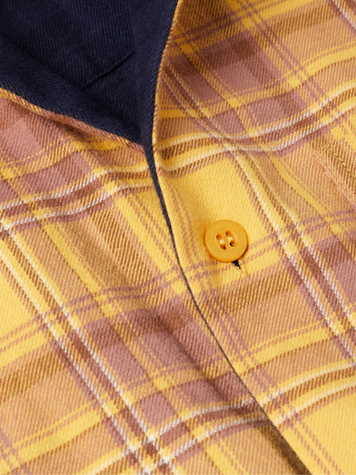 Shop Balenciaga Reversible Checked Cotton-flannel Shirt In Yellow
