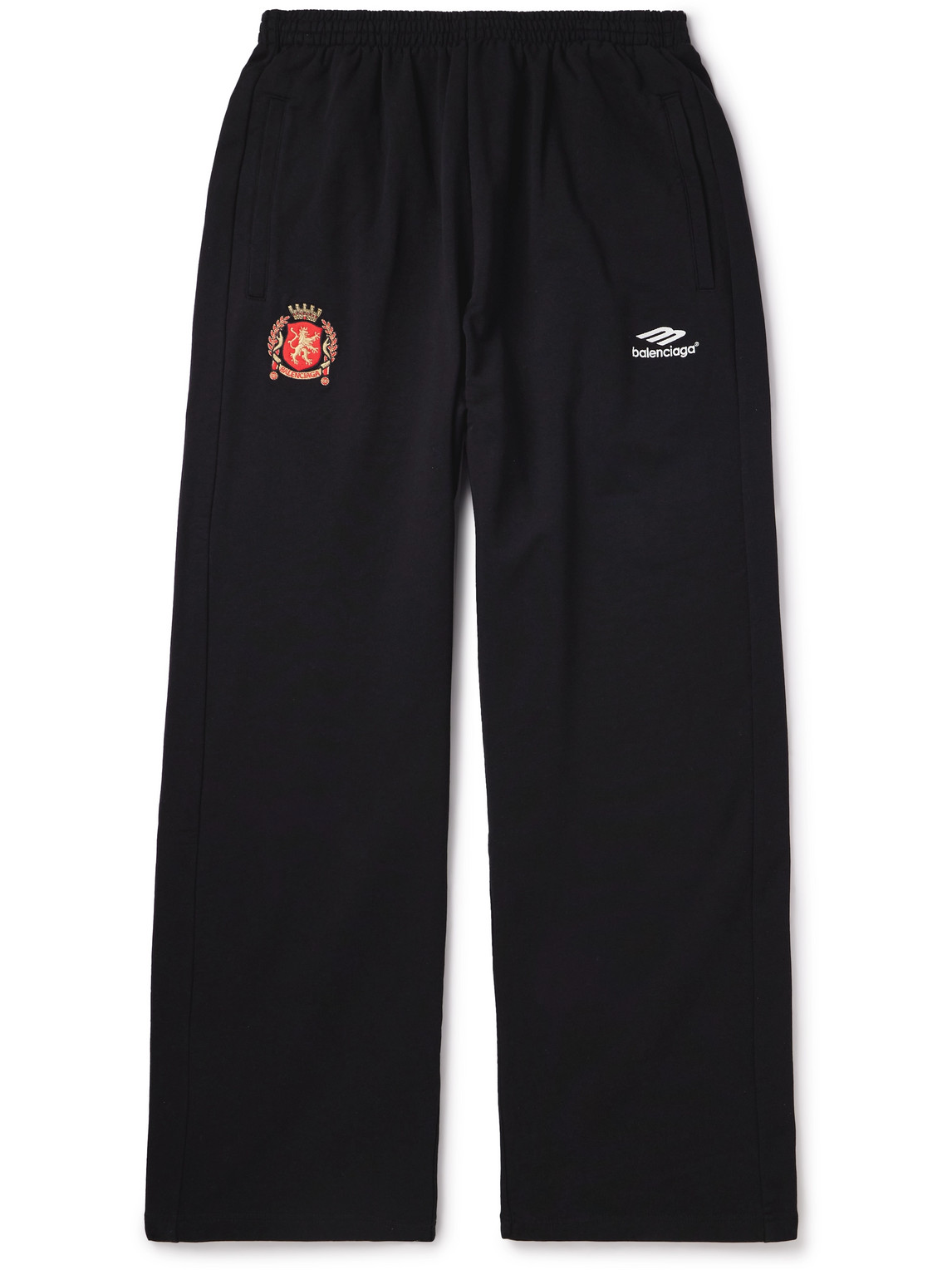 Wide-Leg Logo-Embroidered Cotton-Jersey Sweatpants