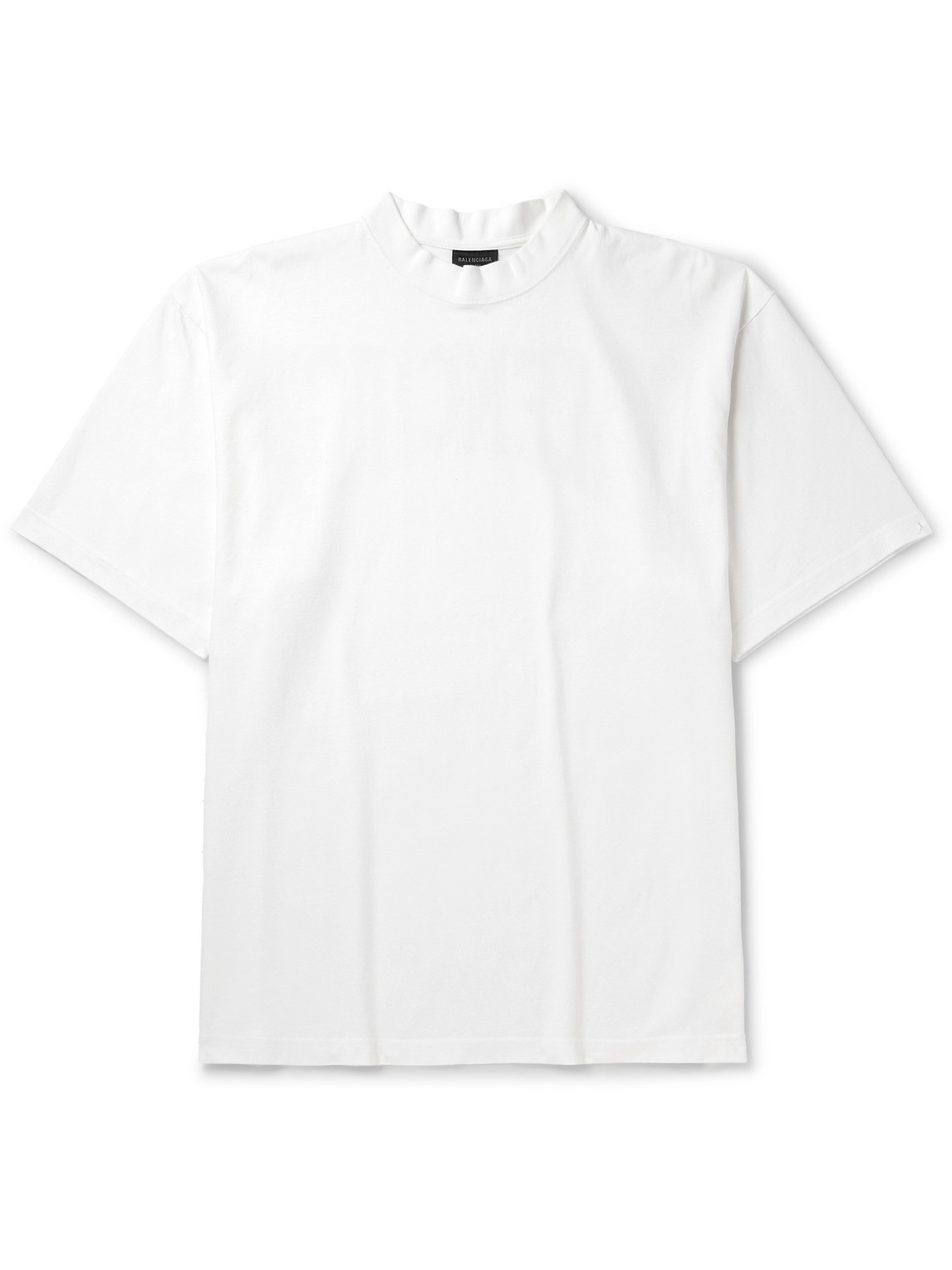 Balenciaga Logo-print Cotton-jersey Mock-neck T-shirt In White