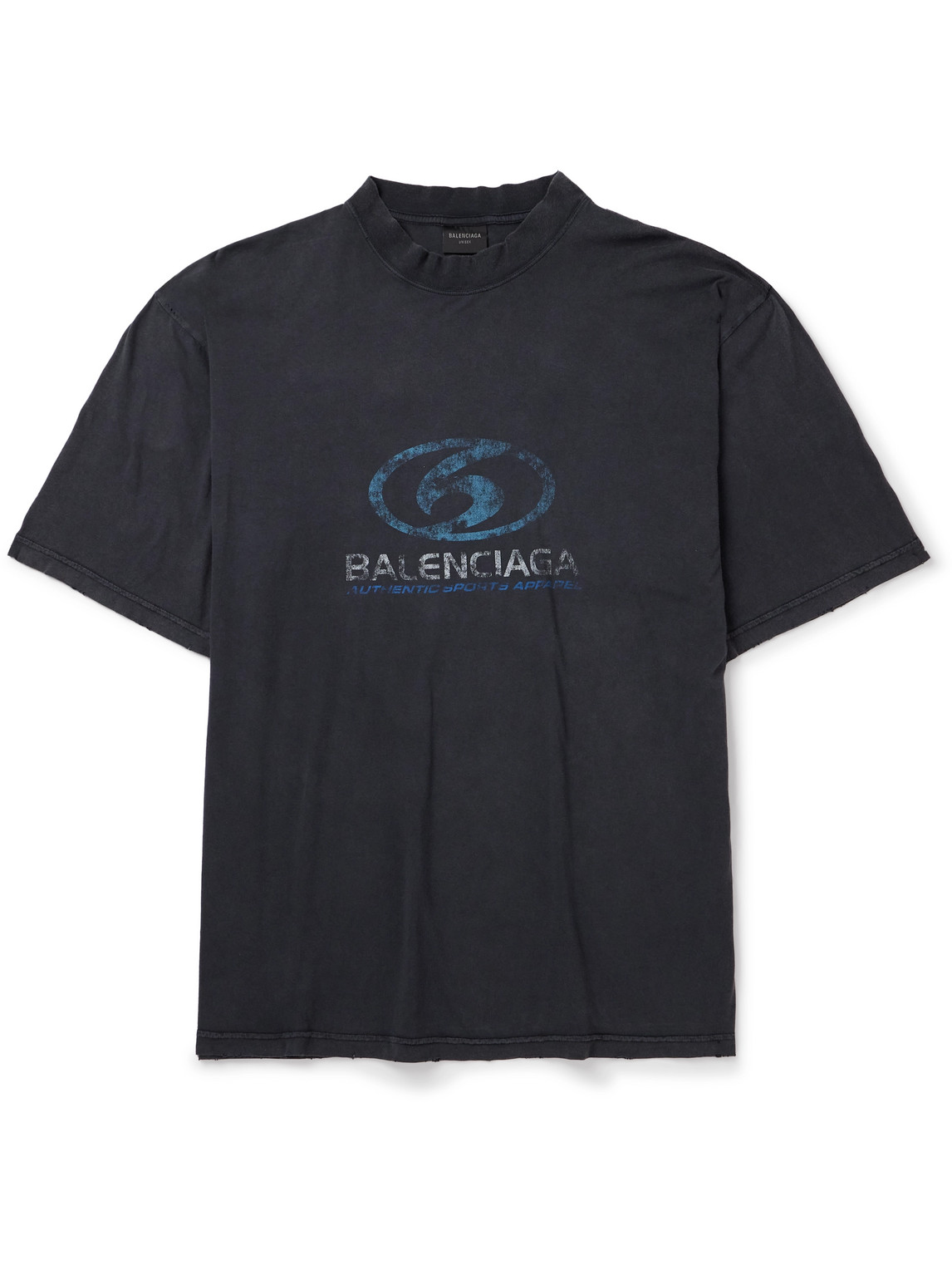 Balenciaga Distressed Logo-print Cotton-jersey T-shirt In