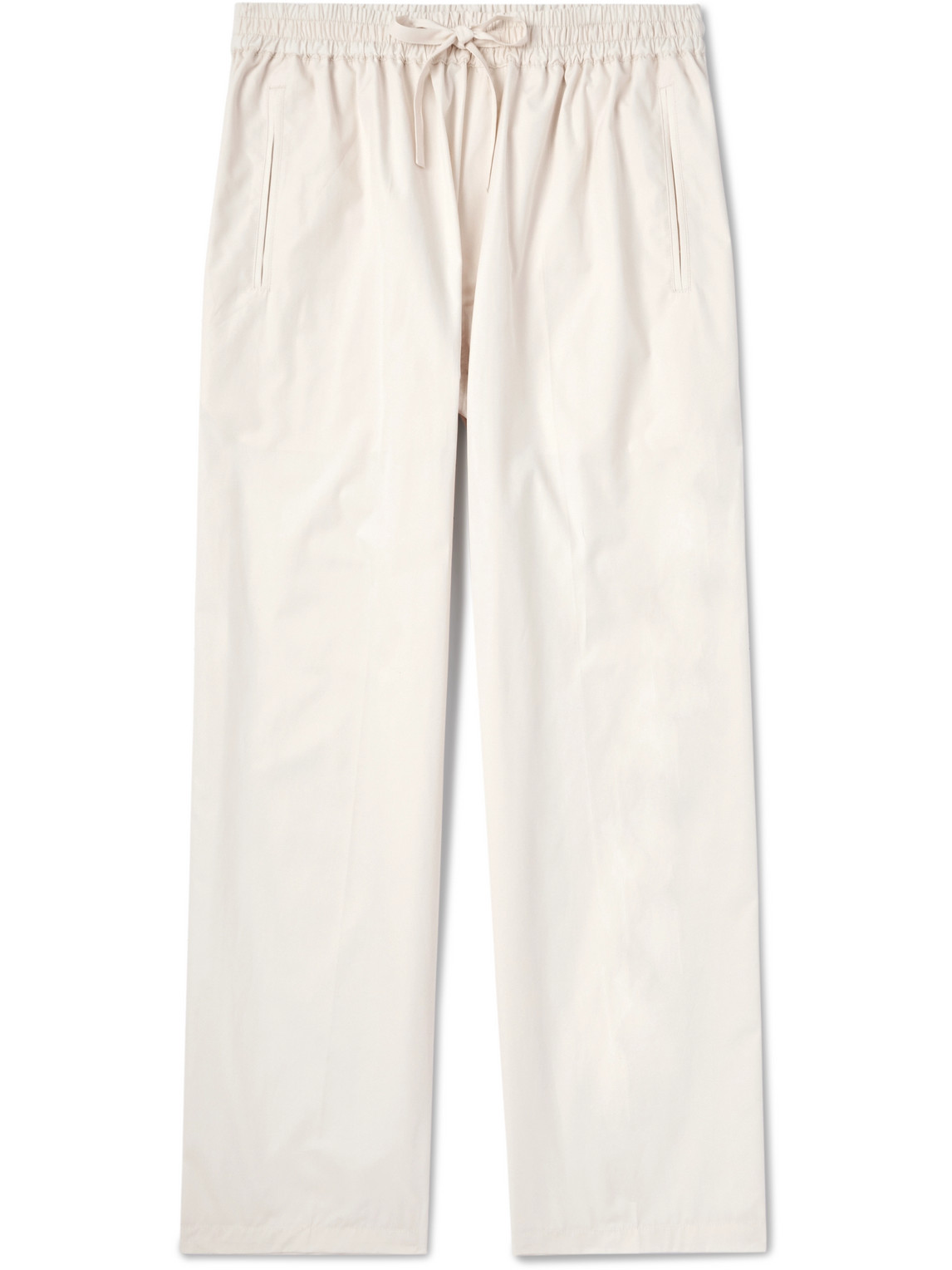 Straight-Leg Cotton-Poplin Drawstring Trousers