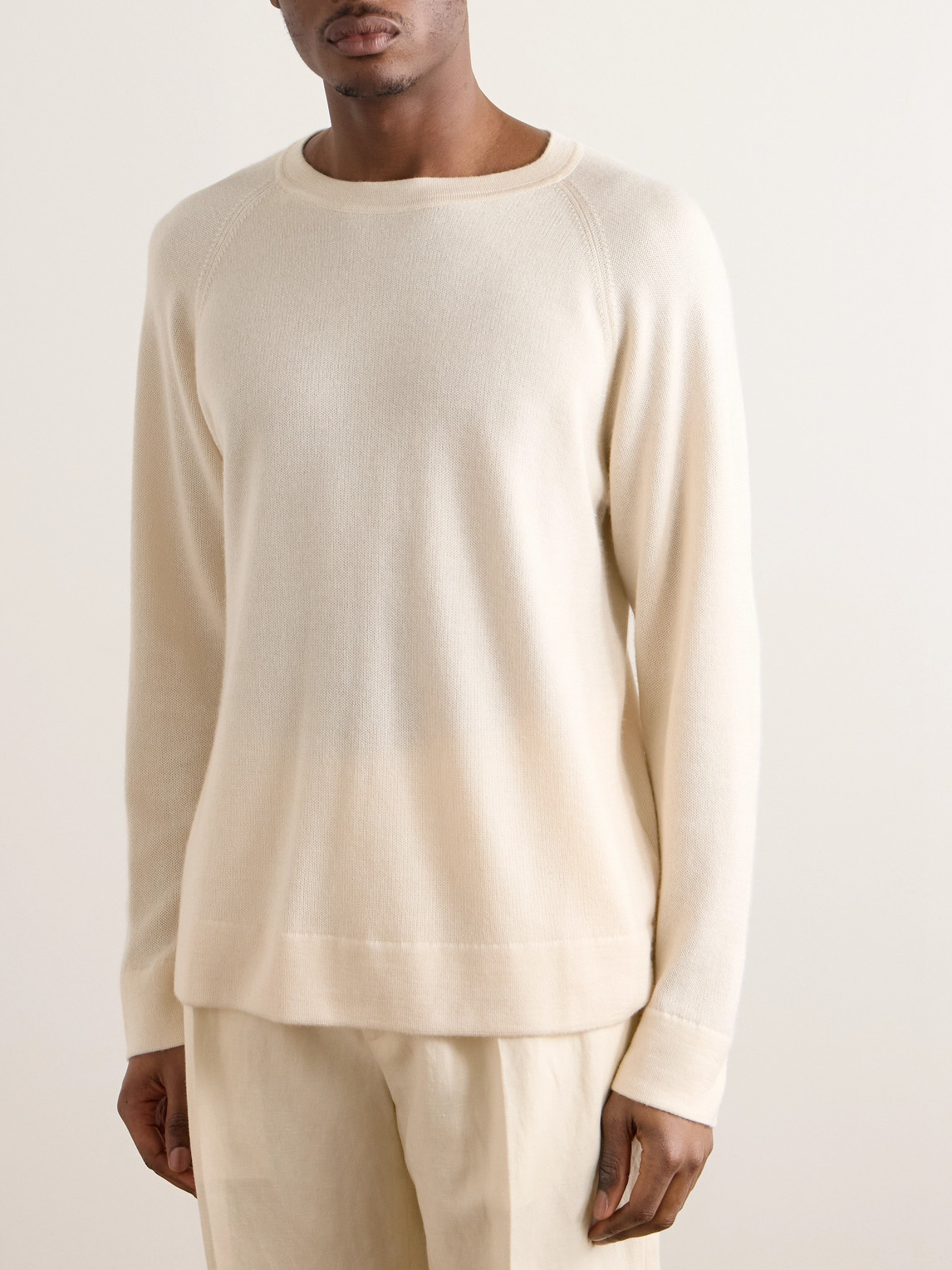 Shop Umit Benan B+ Zefira Cashmere And Silk-blend Sweater In Neutrals