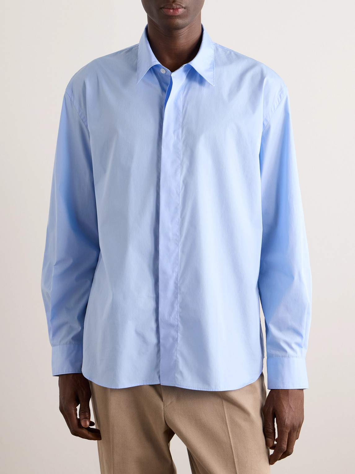 Shop Umit Benan B+ Cotton-poplin Shirt In Blue