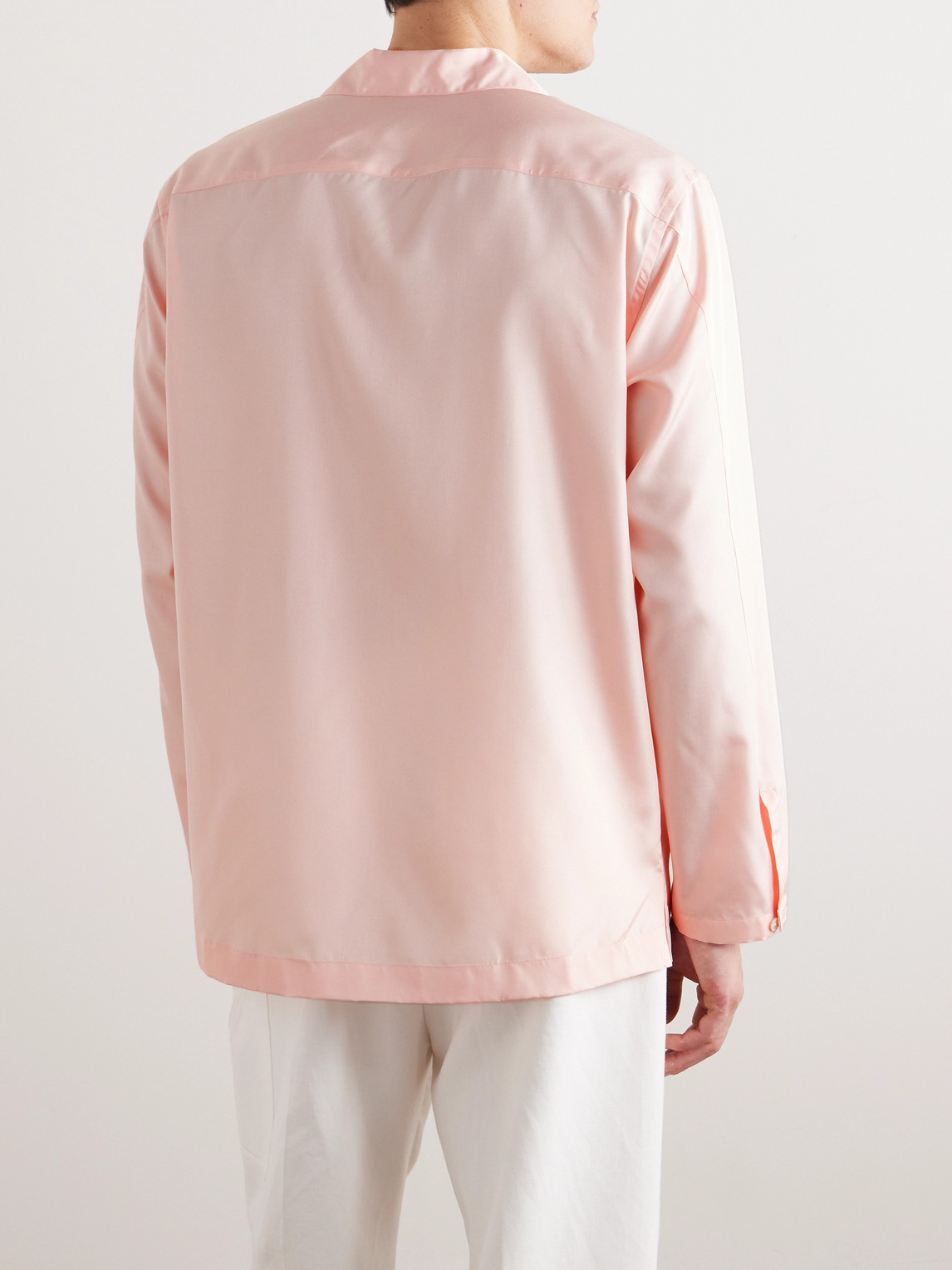 Shop Umit Benan B+ Camp-collar Silk-poplin Shirt In Pink