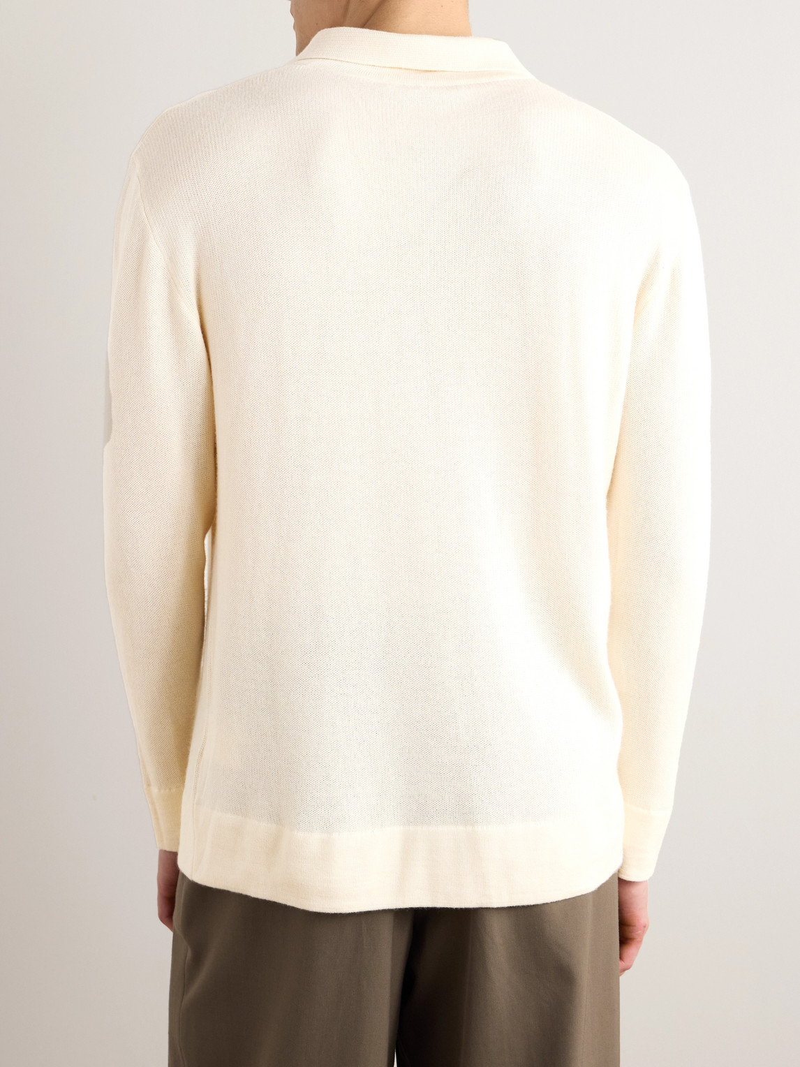 Shop Umit Benan B+ Zefira Cashmere And Silk-blend Polo Shirt In Neutrals