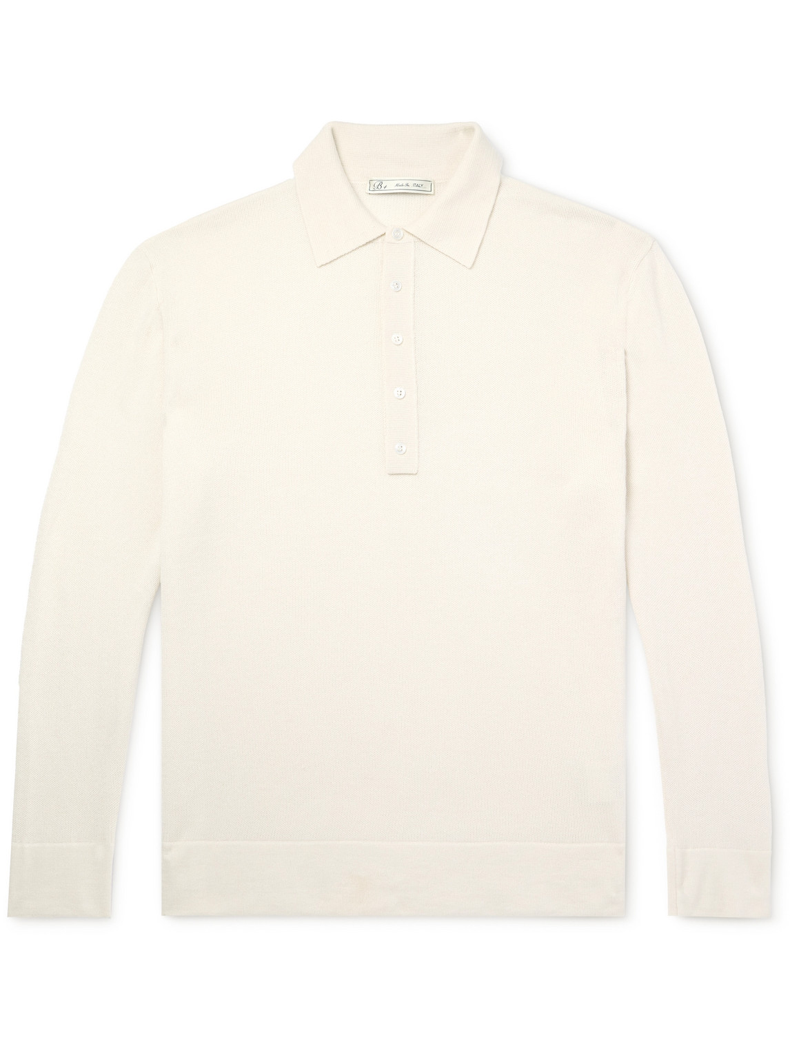 Umit Benan B+ Zefira Cashmere And Silk-blend Polo Shirt In Neutrals