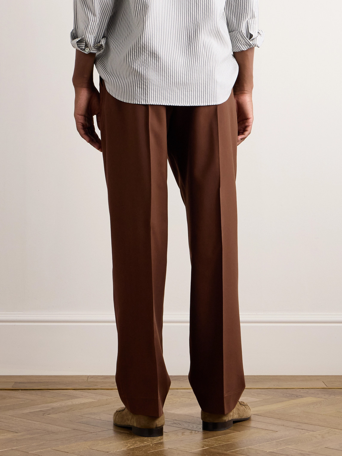 Shop Umit Benan B+ Pleated Silk Trousers In Brown