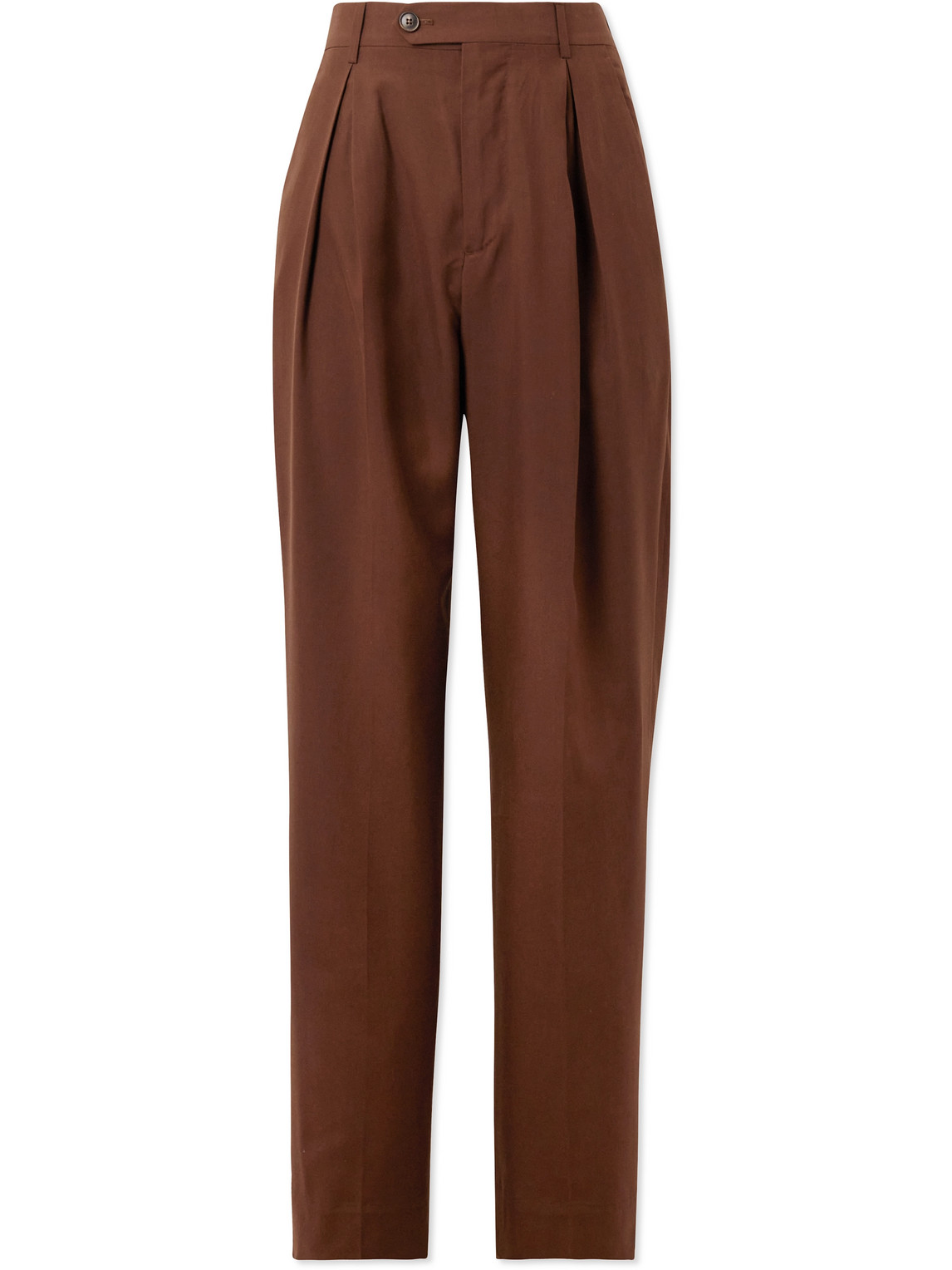 Umit Benan B+ Pleated Silk Suit Trousers In Brown