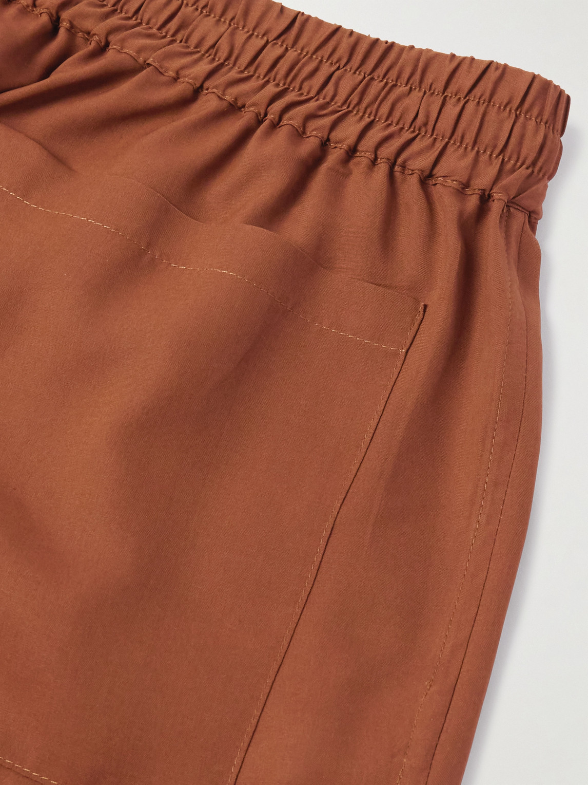 Shop Umit Benan B+ Julian Straight-leg Silk Drawstring Shorts In Brown