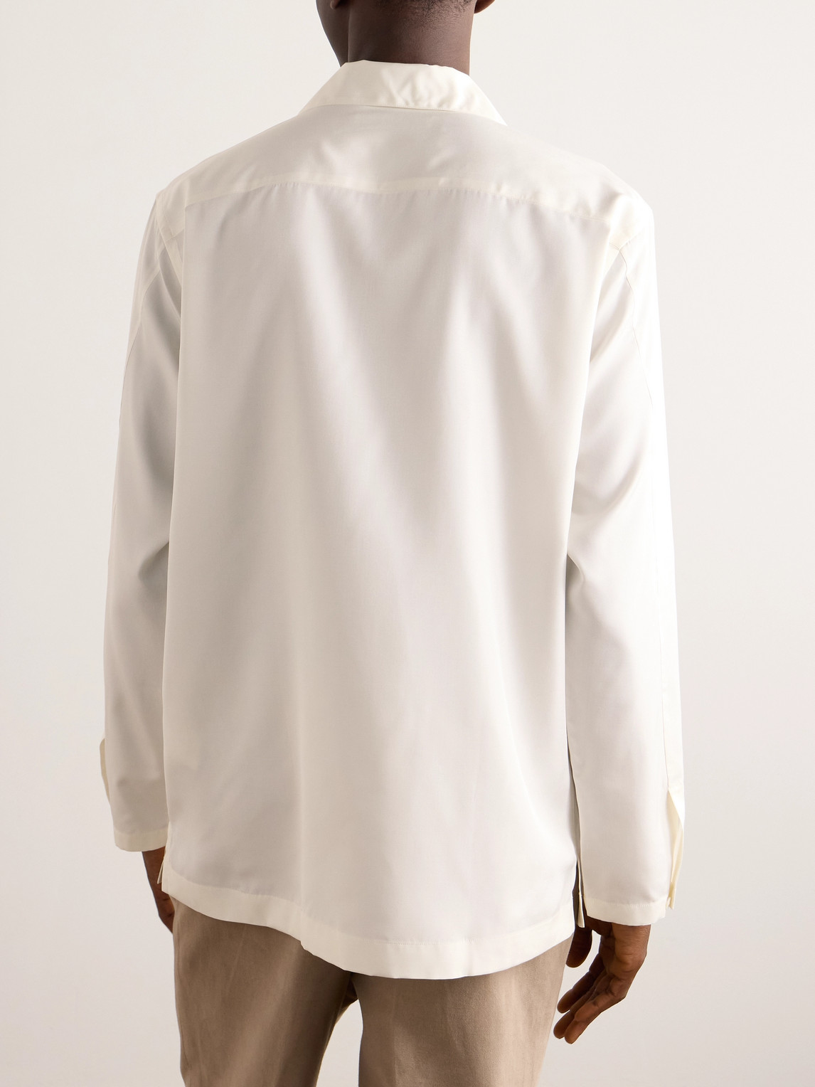 Shop Umit Benan B+ Camp-collar Silk Shirt In White