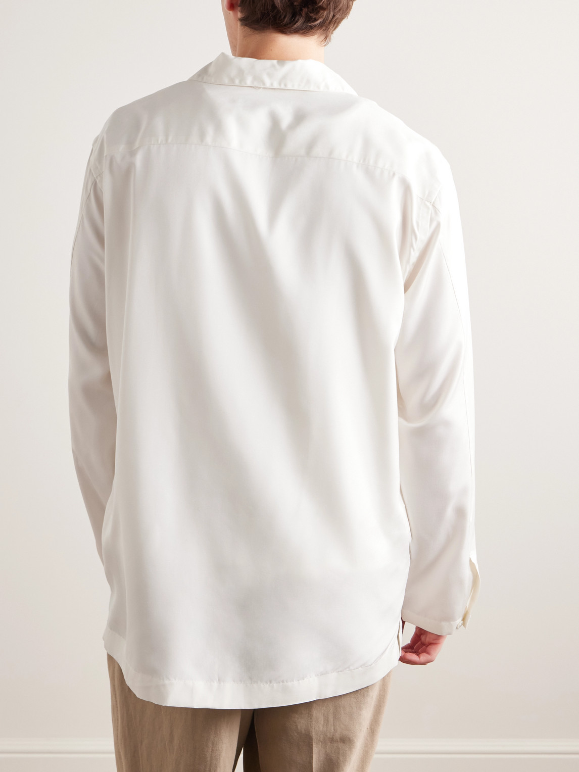 Shop Umit Benan B+ Camp-collar Silk Shirt In White