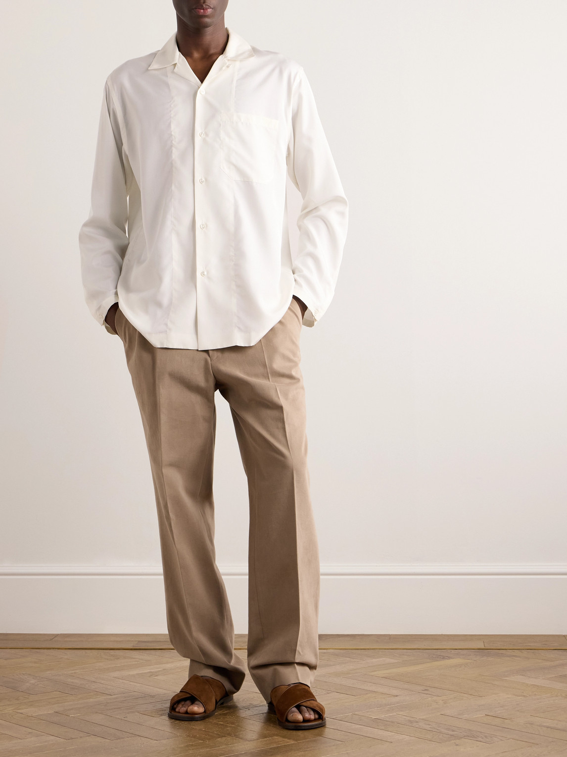 Shop Umit Benan B+ Camp-collar Silk Shirt In White