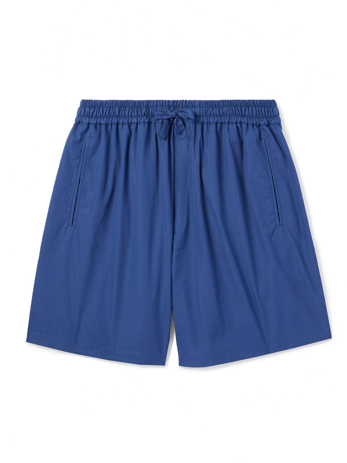 Umit Benan B+ Julian Straight-leg Cotton-poplin Drawstring Shorts In Blue