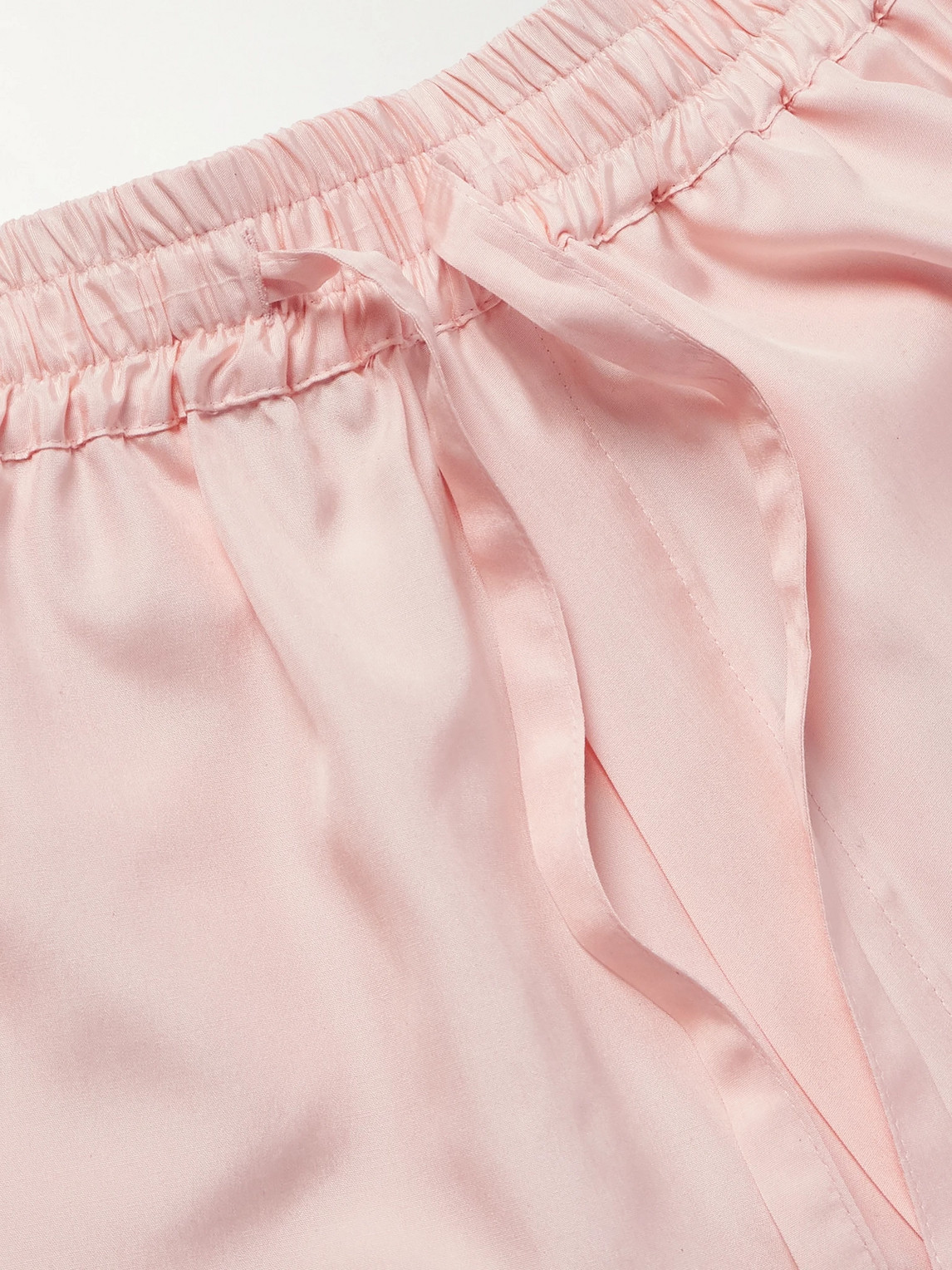 Shop Umit Benan B+ Julian Straight-leg Silk-satin Drawstring Shorts In Pink