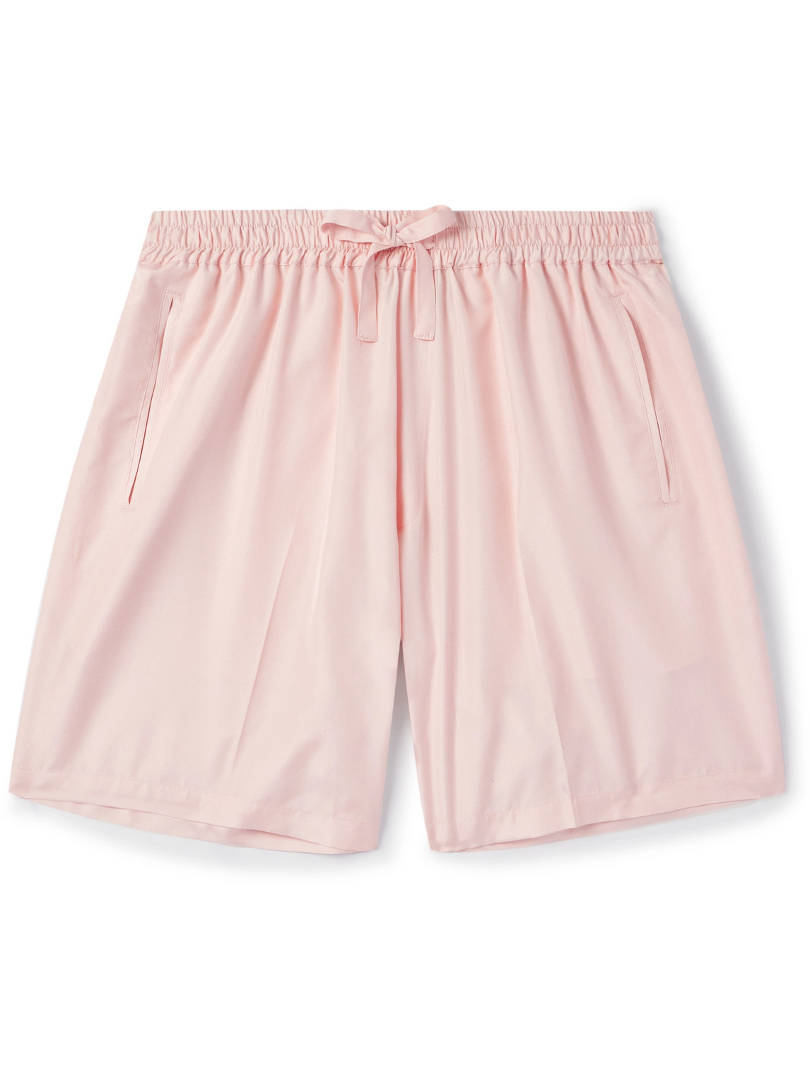 Umit Benan B+ Julian Straight-leg Silk-satin Drawstring Shorts In Pink
