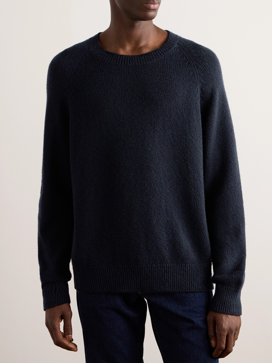 Shop Umit Benan B+ Cashmere And Cotton-blend Sweater In Blue