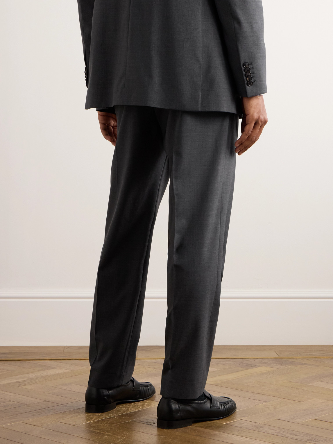 Shop Umit Benan B+ Straight-leg Pleated Wool Trousers In Gray