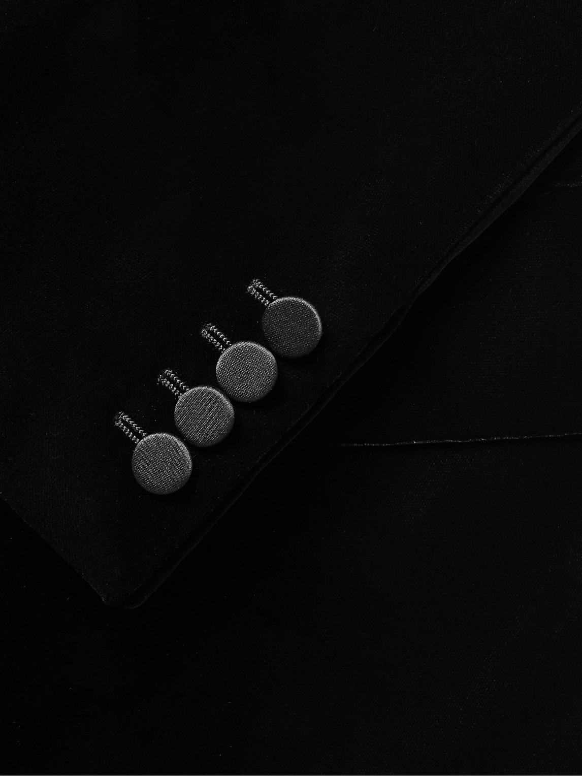 Saint Laurent Double-breasted Velvet Suit Jacket In Black