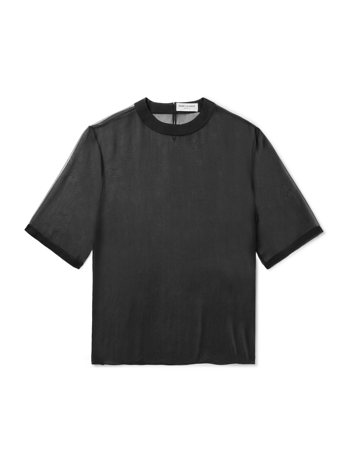 Saint Laurent Silk-organza T-shirt In Black