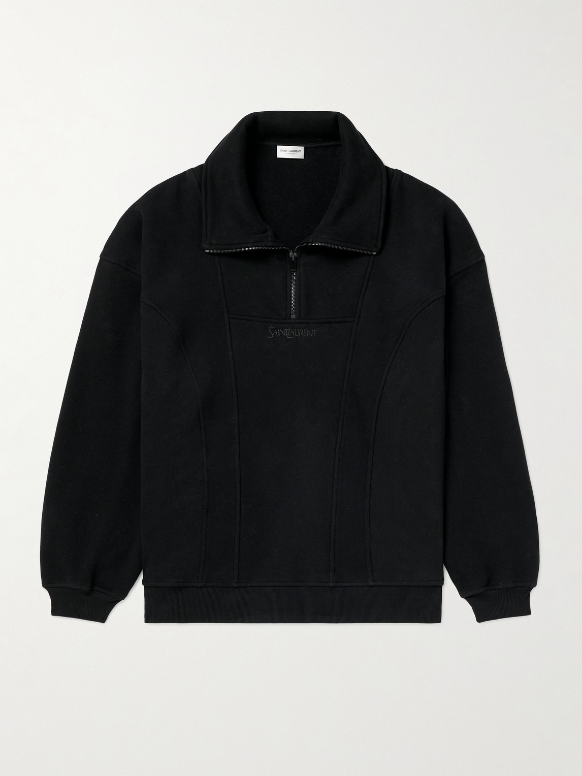 Saint Laurent Logo-Embroidered Cotton-Jersey Half-Zip Sweatshirten