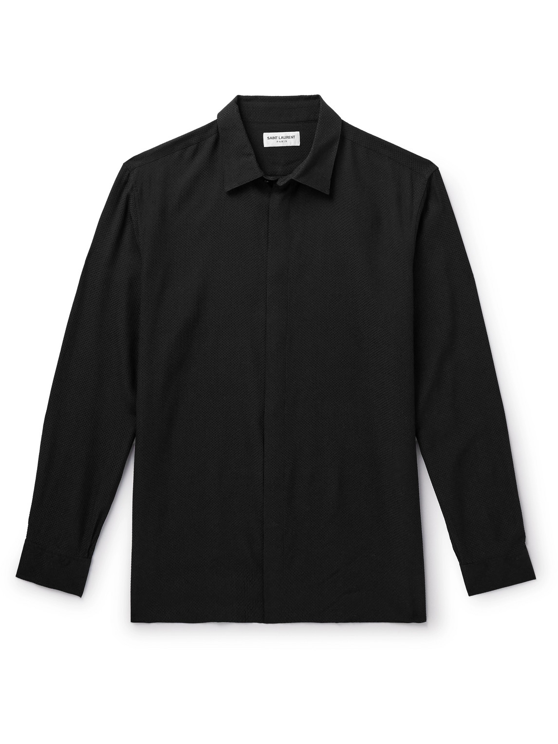 Saint Laurent Polka-dot Jacquard Shirt In Black