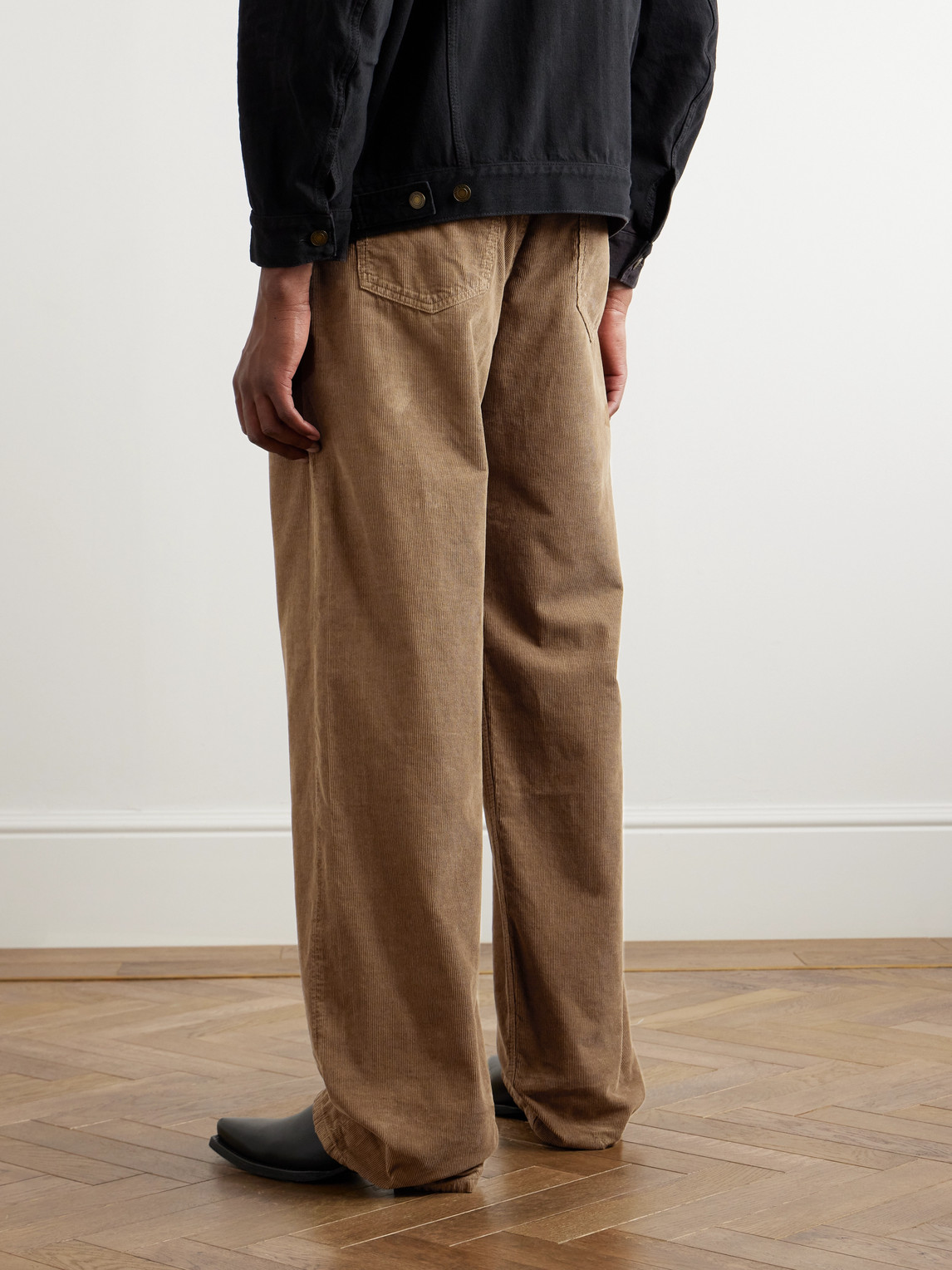 Shop Saint Laurent Straight-leg Cotton-corduroy Trousers In Brown