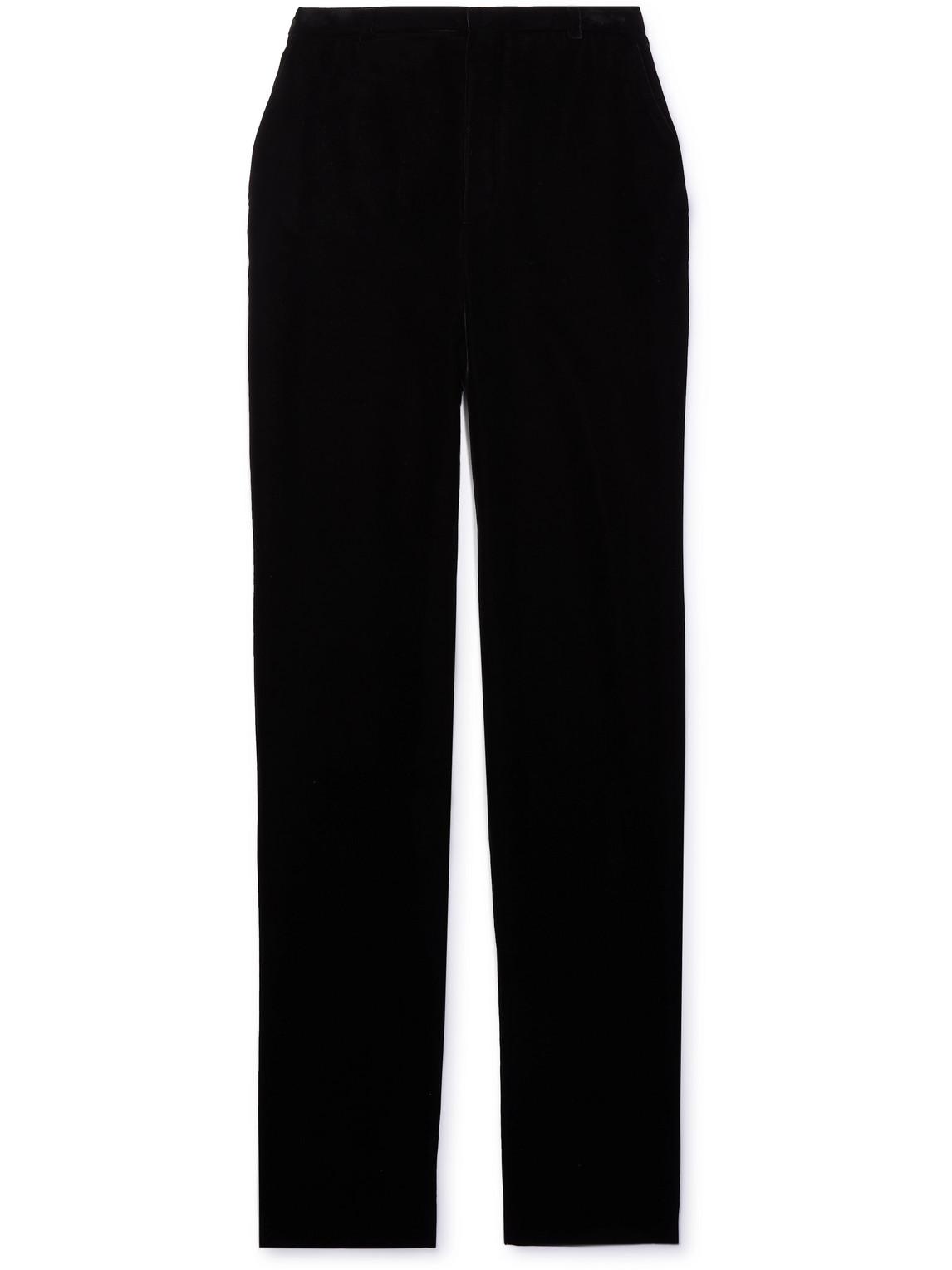Saint Laurent Pressed-crease Straight-leg Trousers In Black