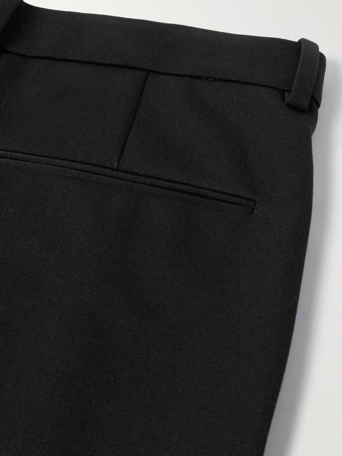 Shop Saint Laurent Wide-leg Pleated Grain De Poudre Wool Trousers In Black