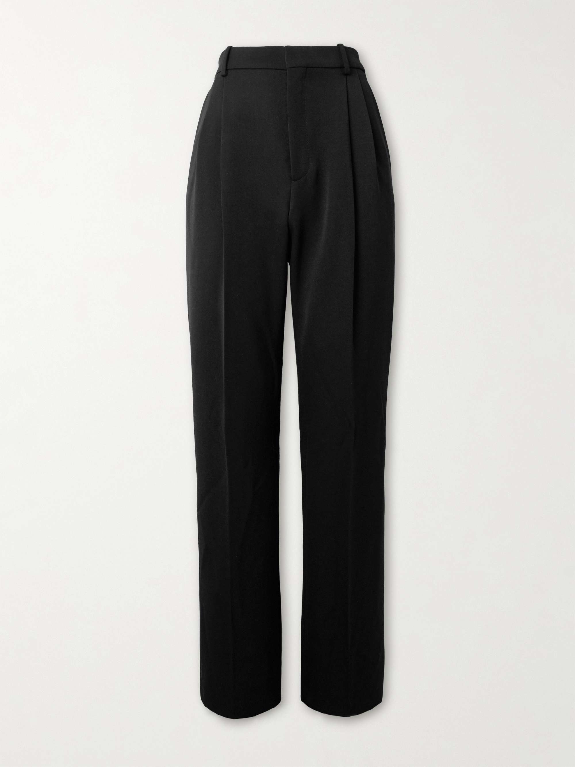 【Saint Laurent】グレインドプードル ワイドパンツ ブラック SAINT LAURENT グレインドプードルウール ワイドパンツ タック