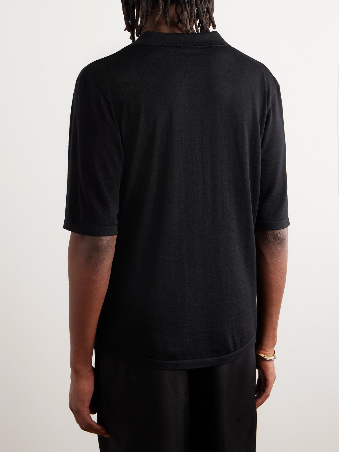 Shop Saint Laurent Wool Polo Shirt In Black