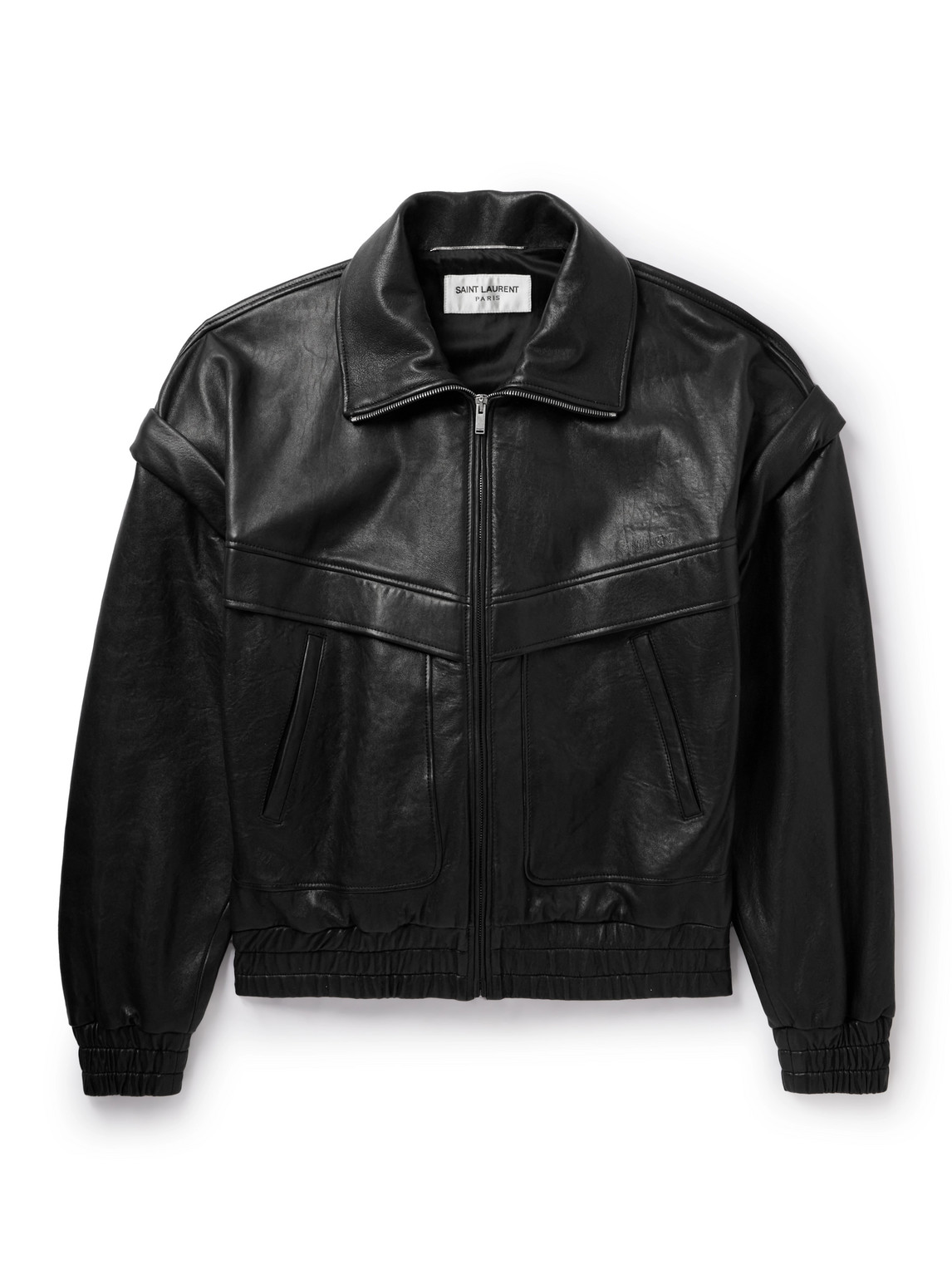Saint Laurent Leather Jacket In Black
