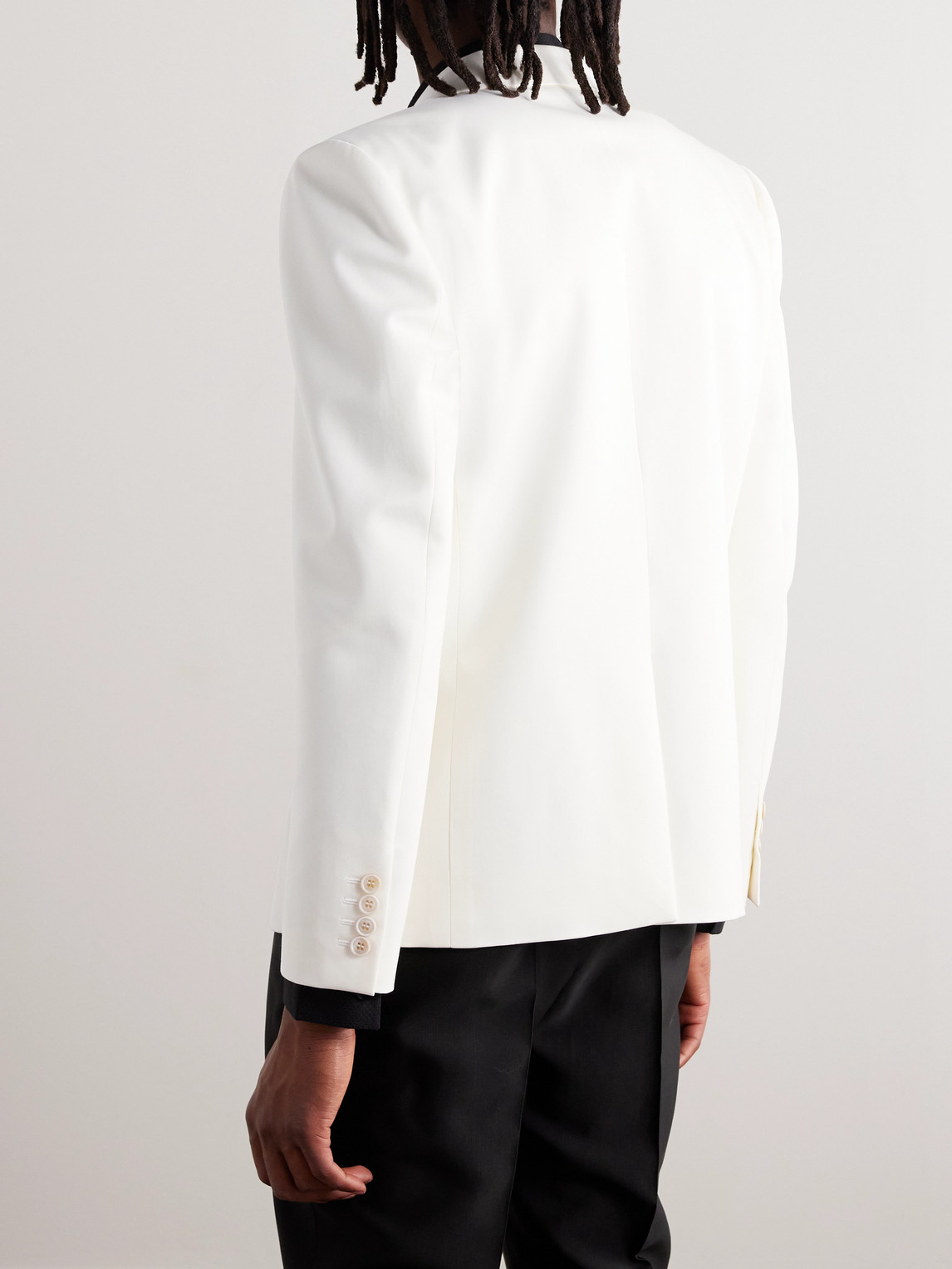 Shop Saint Laurent Wool-gabardine Blazer In White