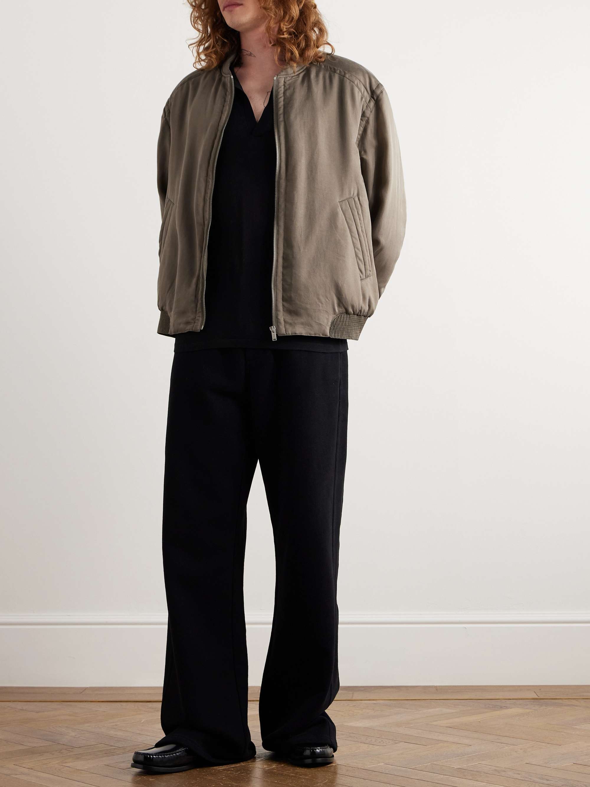 Teddy Satin Twill Bomber Jacket