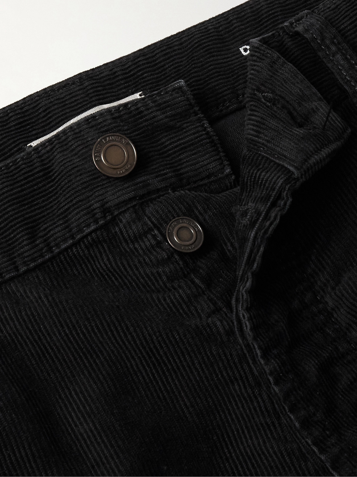 Shop Saint Laurent Straight-leg Cotton-corduroy Trousers In Black