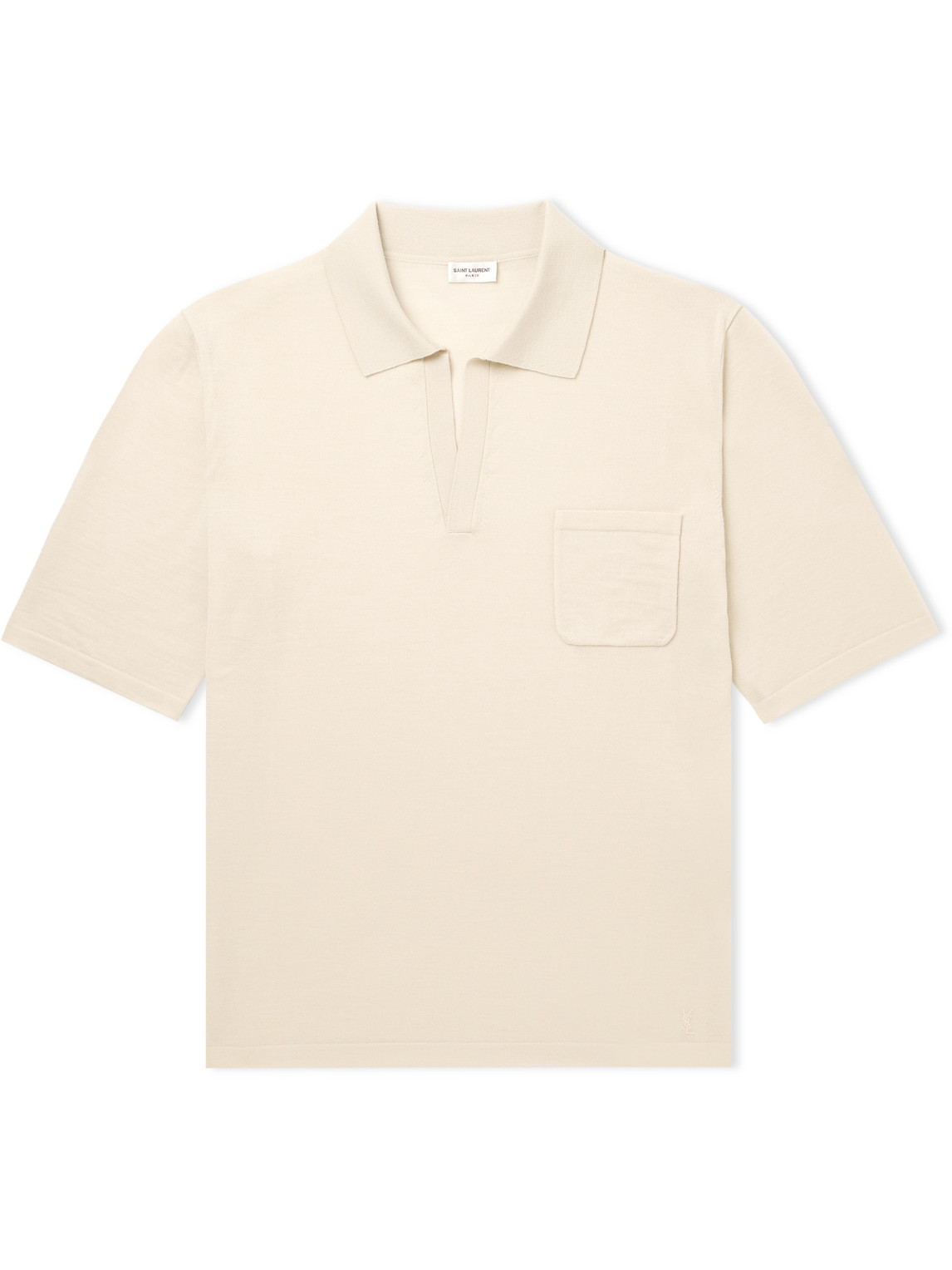 Shop Saint Laurent Wool Polo Shirt In Neutrals