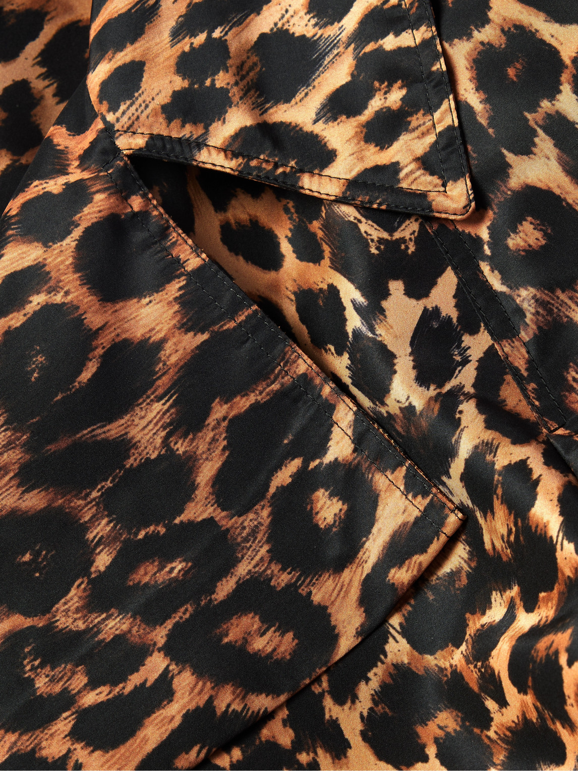 Shop Saint Laurent Leopard-print Silk-voile Trench Coat In Brown