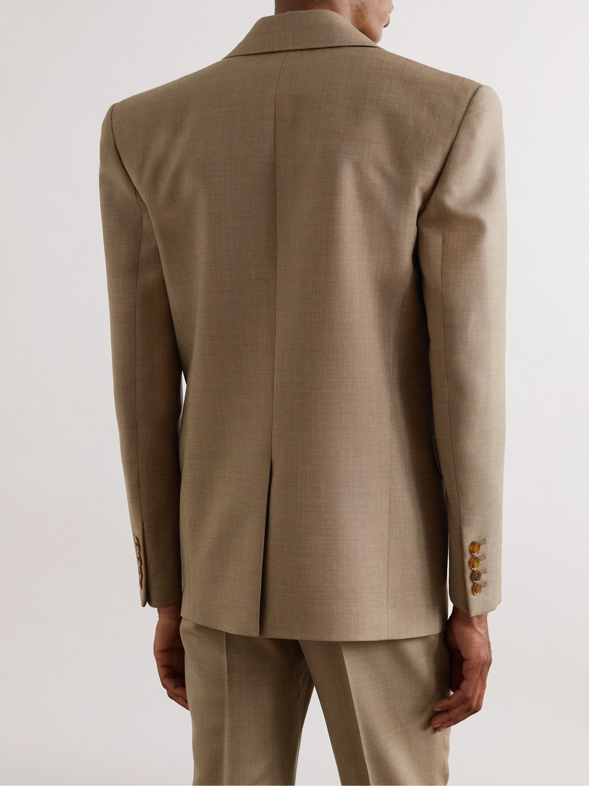 Shop Saint Laurent Wool Suit Jacket In Brown